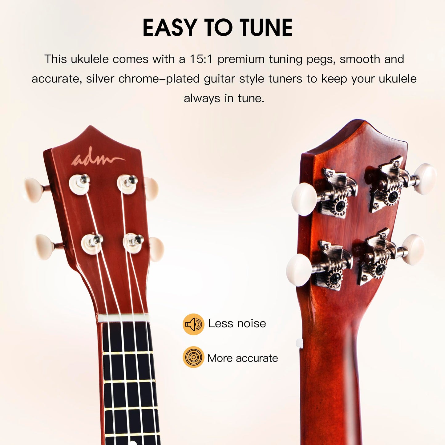 ADM Soprano Ukulele for Beginners 21 Inch Hawaiian Wood Ukelele Kit for Adult Student Starter Professional Ukalelee Pack Bundle with Free Lessons Gig Bag Strap Nylon String Tuner Pick, Brown