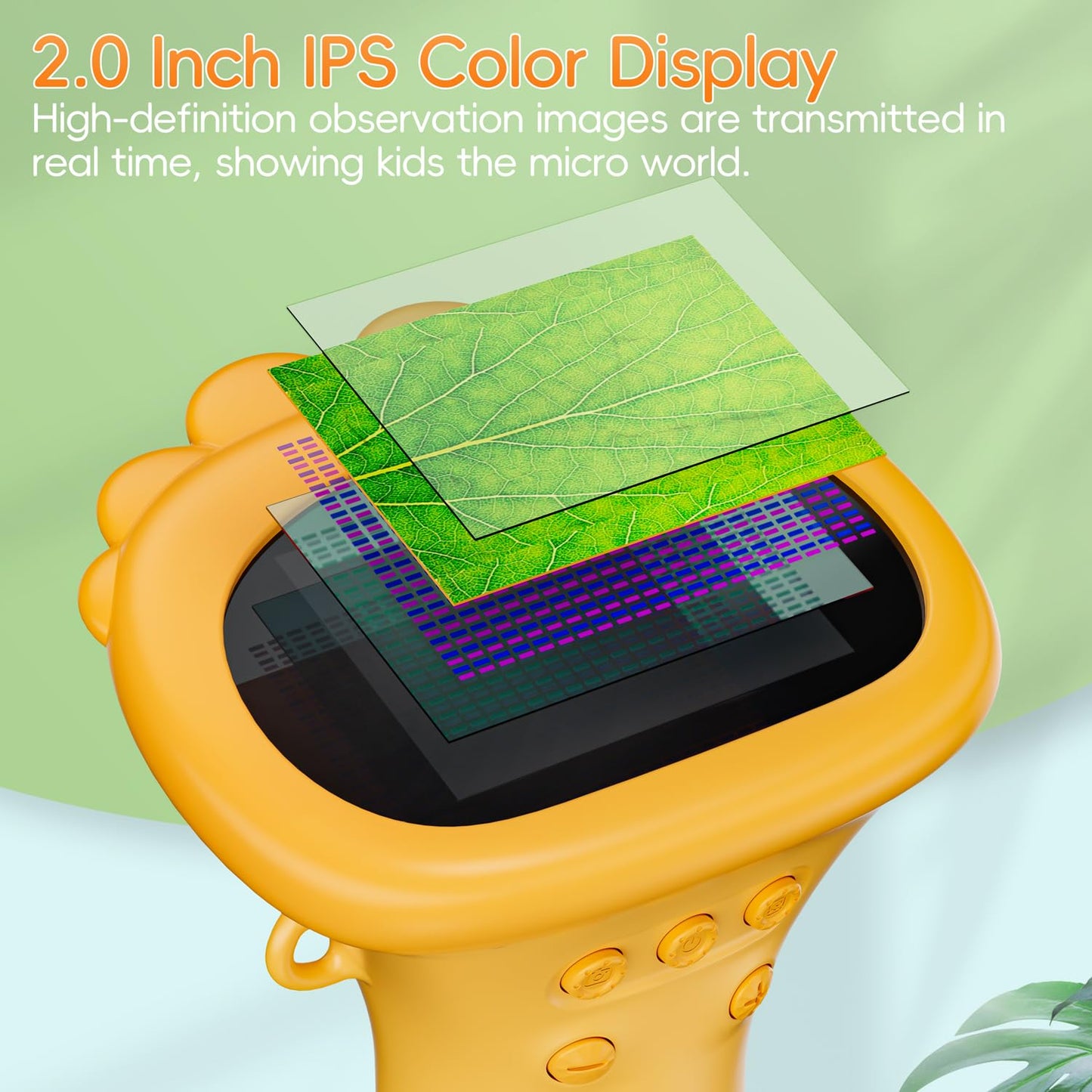 Microscope for Kids, SKYBASIC 2" IPS Screen 1000X Handheld Digital Microscopes HD Pocket Portable Mini USB Microscope Camera, PC Compatible, Science Edu Fun Birthday Gift for Children Students- Orange