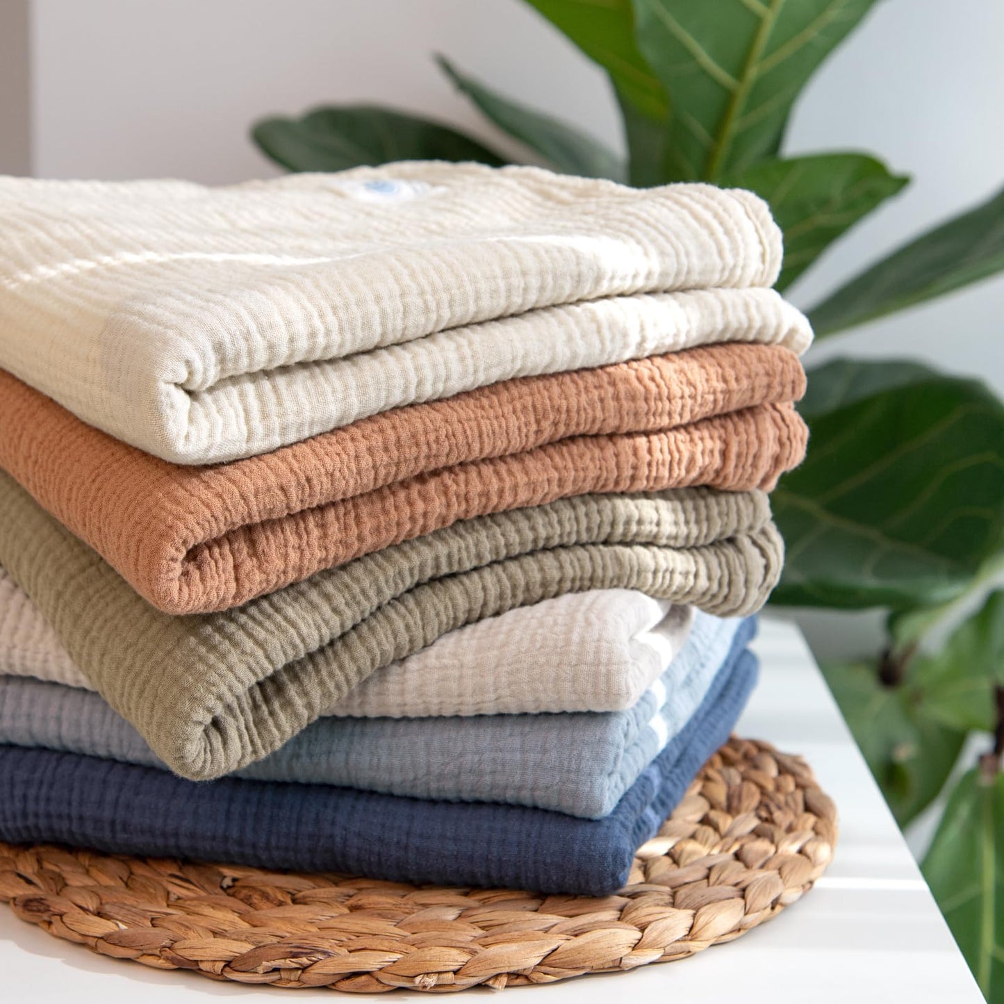 lulumoon Muslin Swaddle Blanket Baby - Cotton Swaddling Blanket Soft Baby Receiving Blanket Neutral 3Pack(Olive)