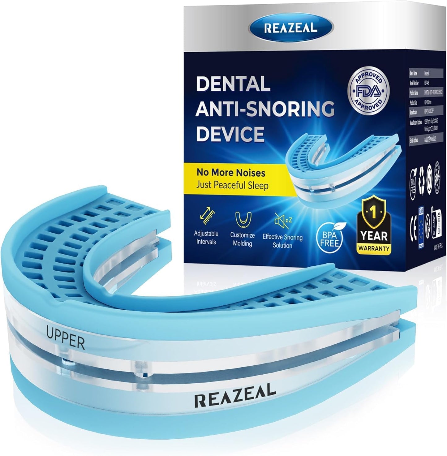 Anti Snoring Devices for Quiet Sleep: Adjustable Mouth Guard for Sleep - Silicone Snore Stopper for Men Women Home & Travel Use (1 Pack)