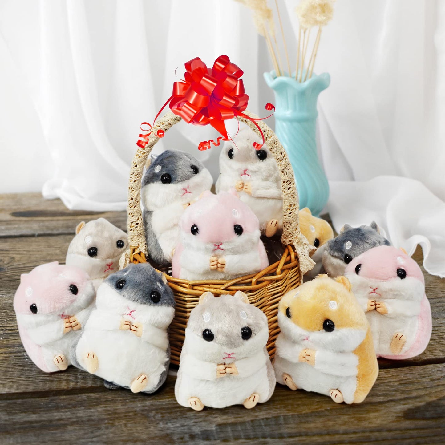 12 Pieces Cute Hamster Stuffed Animal Bulk Hamsters Plush Toy Small Stuffed Doll with Chain for Kid Boy Girl Party Favors Goodie Bag Fillers Carnival Prizes Birthday Gift, 4 Inches (Lovely Style)