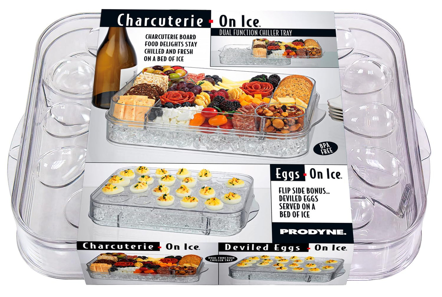Prodyne Charcuterie On Ice & Deviled Eggs On Ice Platter 2 Piece Serveware Set