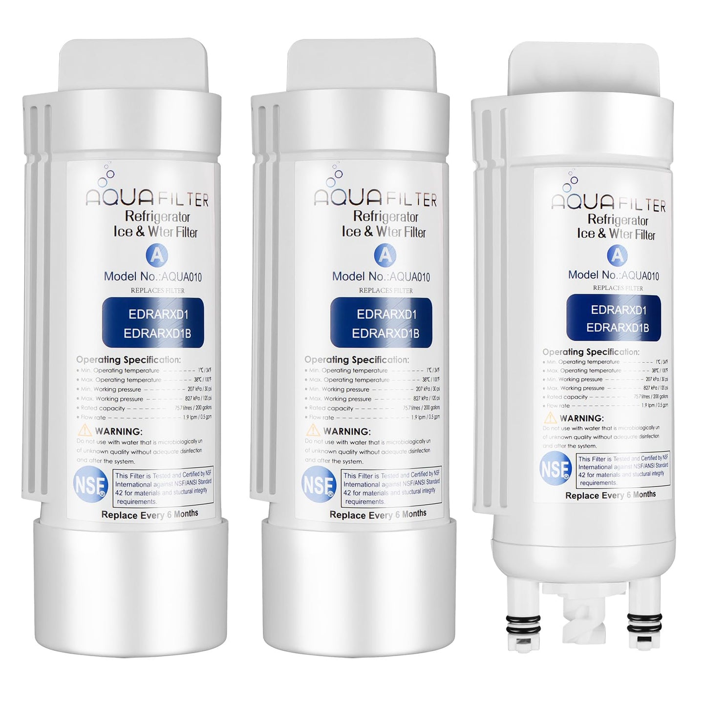 EDRARXD1 Refrigerator Water Filter Replacement Compatible with Whirlpool EDRARXD1, EDRARXD1B, W11569863, WHRARXD1, Everydrop Filter A (3 Pack)