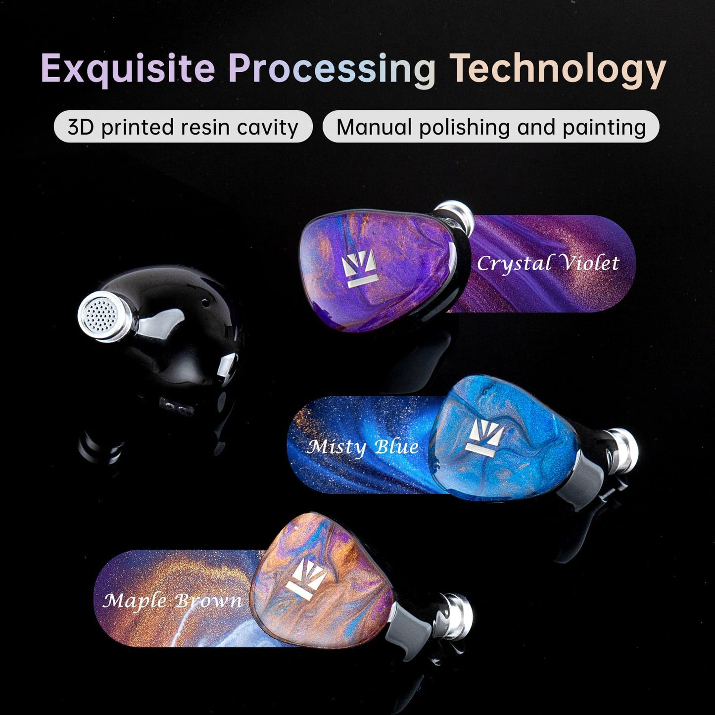 KBEAR KB02 Colorful Resin Shell in Ear Monitor Headphones, Bone Conduction Dynamic Driver Wired Earbuds, IEM Headphones HiFi Earphones with 2Pin 4N OFC Cable 3.5mm Plug for Singers Musicians, Blue