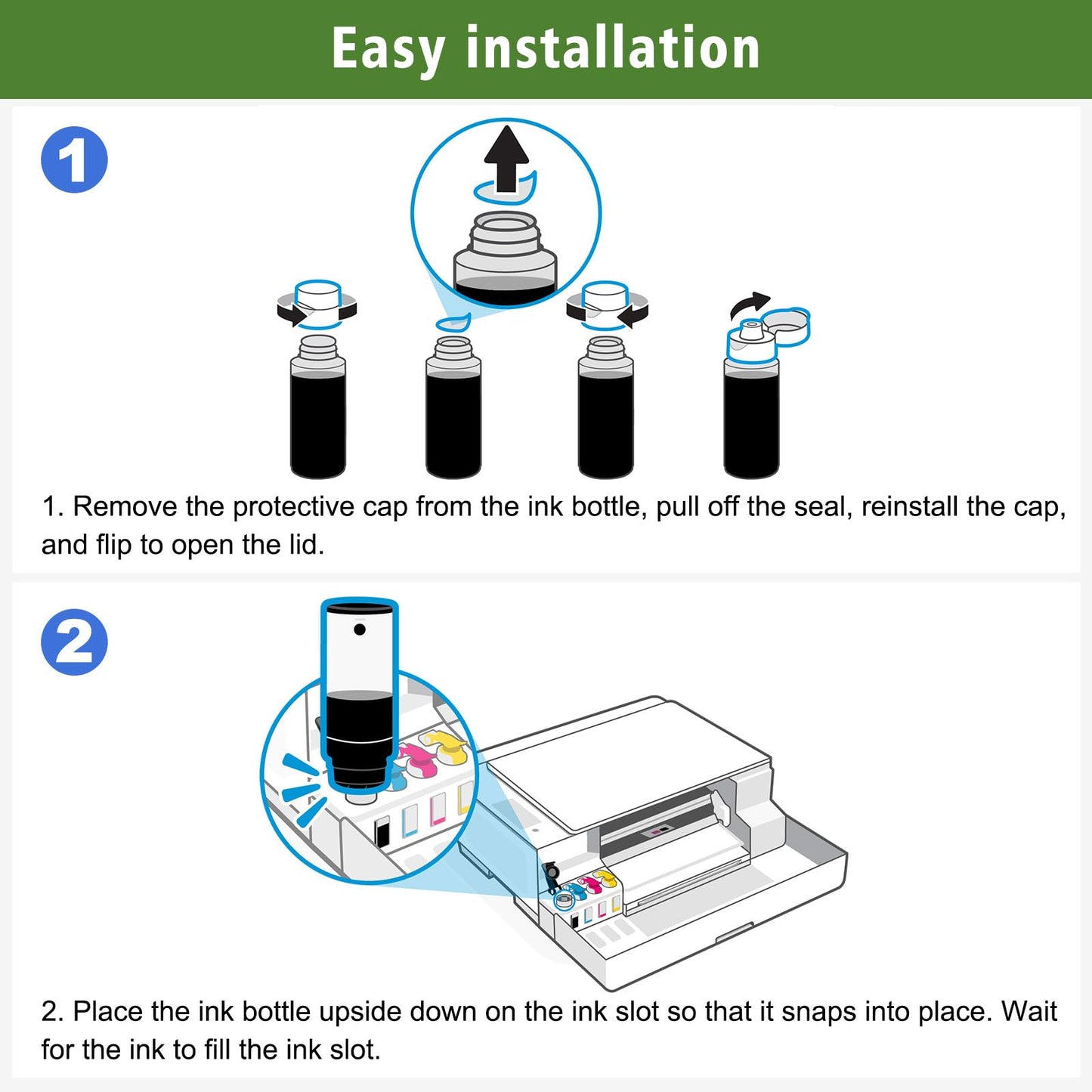 GREENPRINT 31 32XL Ink Bottles Multipack Compatible for H P Smart Tank 5000 5100 5101 5102 5103 5104 6001 6002 7001 7002 7301 7302 7602 Plus 551 570 578 651 Printer (5 Packs 2BK/C/M/Y)