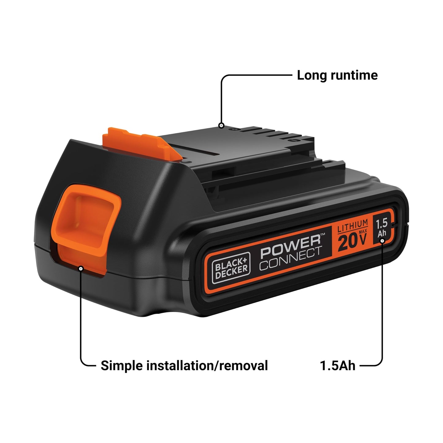 BLACK+DECKER 20V MAX* POWERCONNECT 1.5Ah Lithium Ion Battery (LBXR20)