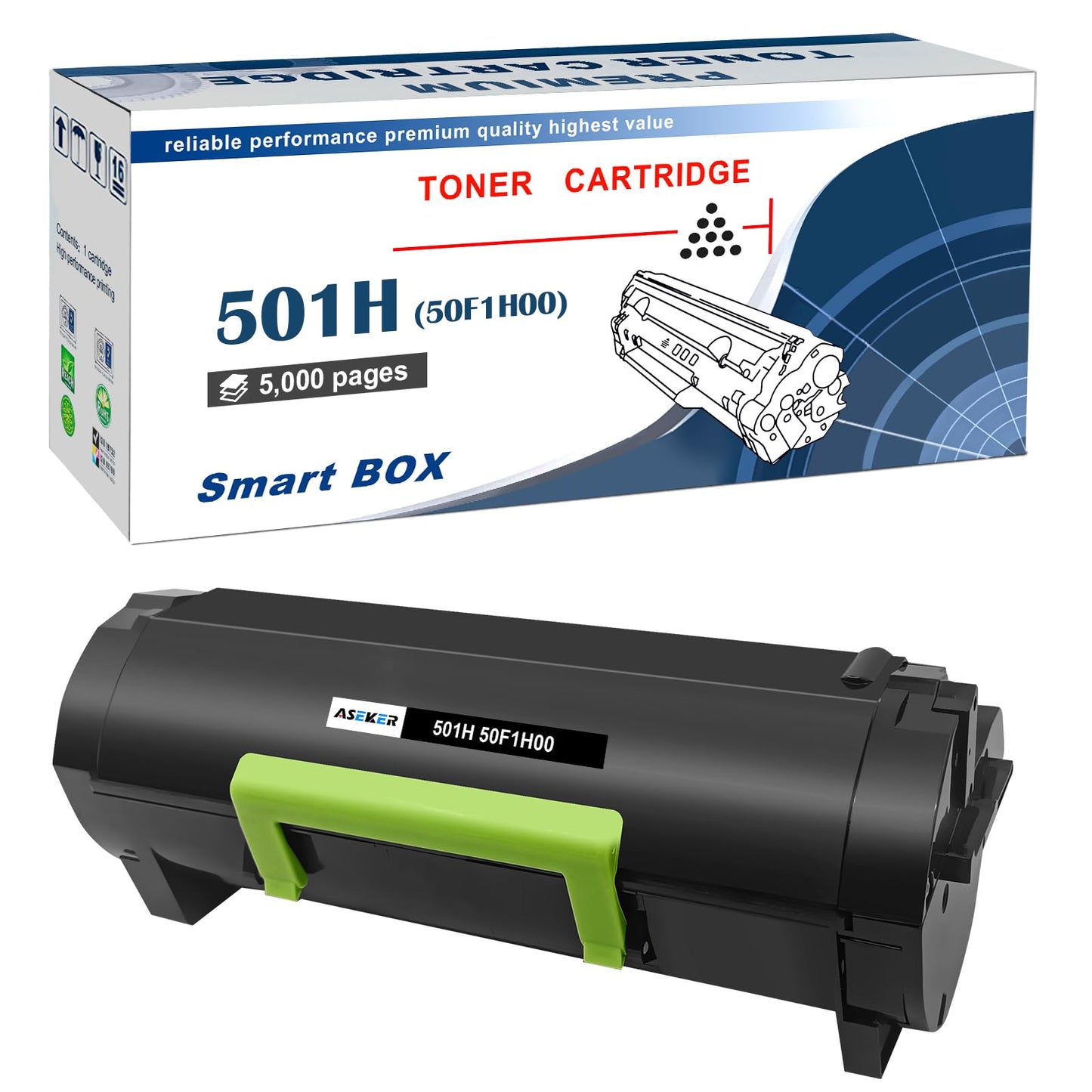 Aseker 501H 50F1H00 Toner Cartridge Remanufactured for Lexmark MS310 MS310d MS310dn MS312dn MS315dn MS410d MS410dn MS415dn MS510dn MS610de MS610dn MS610dte MS610dtn Printers 5000 Pages (Black*1)