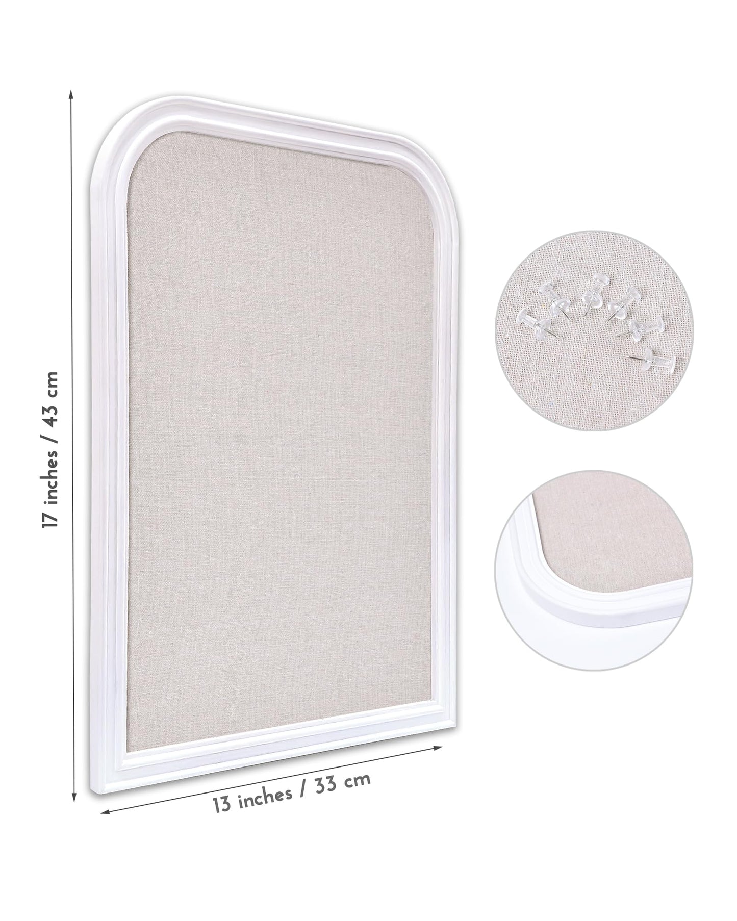 Aitakatta Bulletin Board with Linen, 17x13 inches Bulletin Board with White Wood Style Frame, Decorative Hanging Pin Board Vision Board Message Board for Office School Home Decor(2R&2S,L-4333,1p)