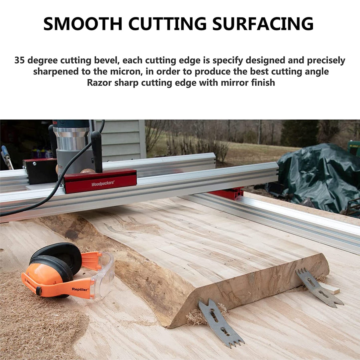 SpeTool CNC Spoilboard Surfacing Router Bit 1/2" Shank 2-1/2" Cutting Diameter,4 Wing Carbide Insert Slab Flatting Router Planer Bit Wood Planing Bit Woodworking Tools