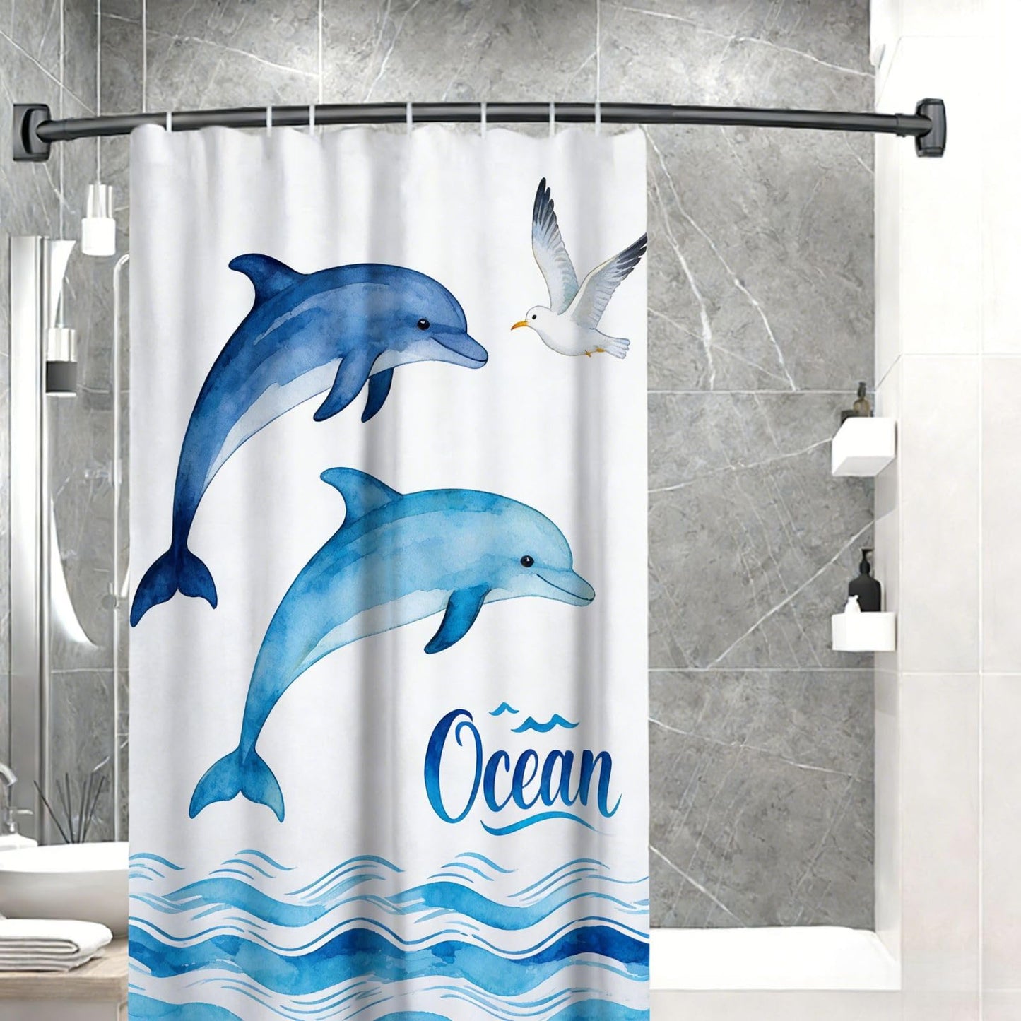 ASULUPHY Black Curved Shower Curtain Rod 33-76 Inch – Adjustable Shower Rod, Heavy Duty Stainless Steel, Anti-Rust, Non-Slip Shower Rod for Bathroom, Bathtub, Shower Stall