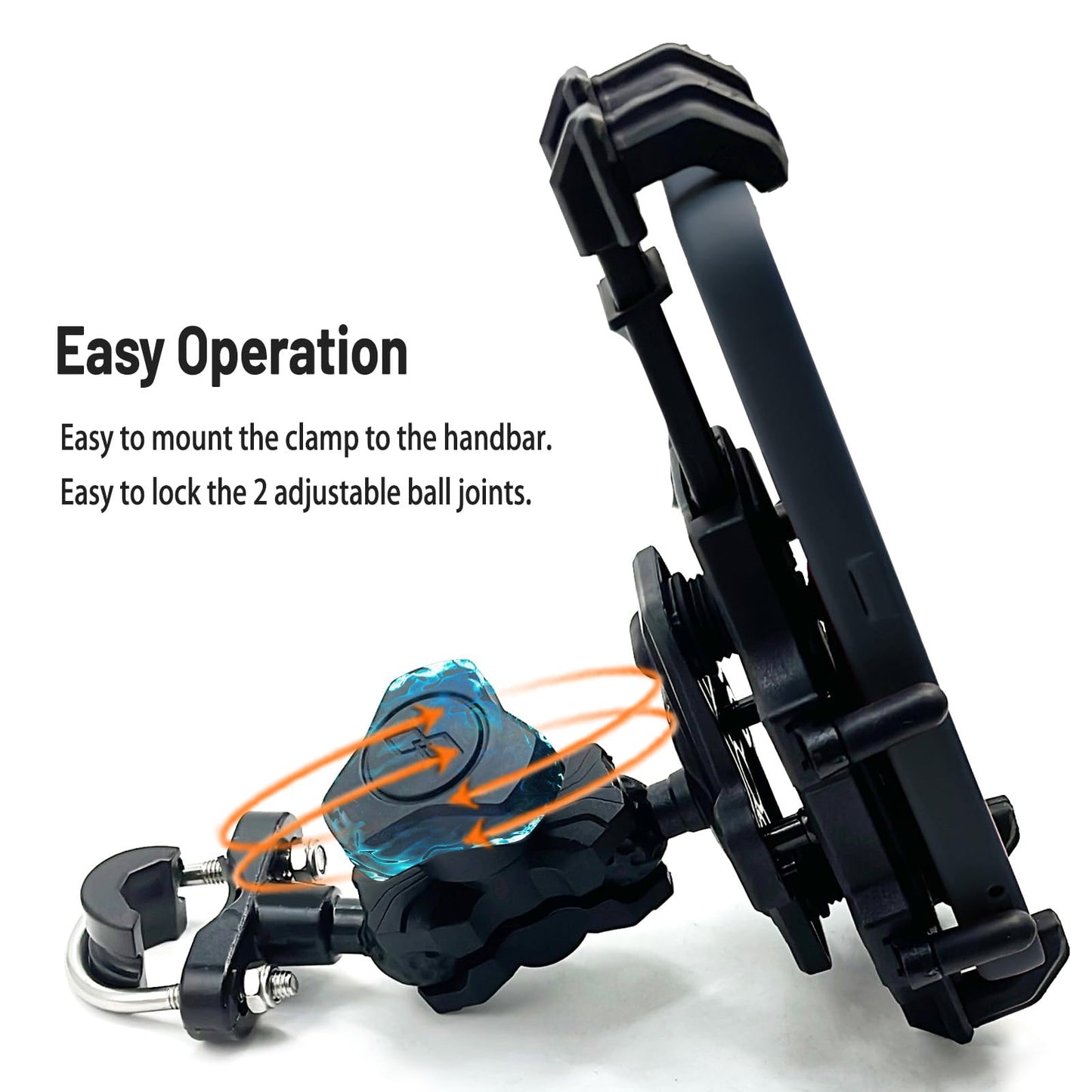 QYMOTO ATV Cell Phone Holder,Motorcycle Phone Mount Anti Vibration Handlebar Mount 360 Cellphone Holder Clamp Compatiable with Polaris Can am CFMOTO Fits for iPhone Samsung Google All 2.5-6.93" Phones
