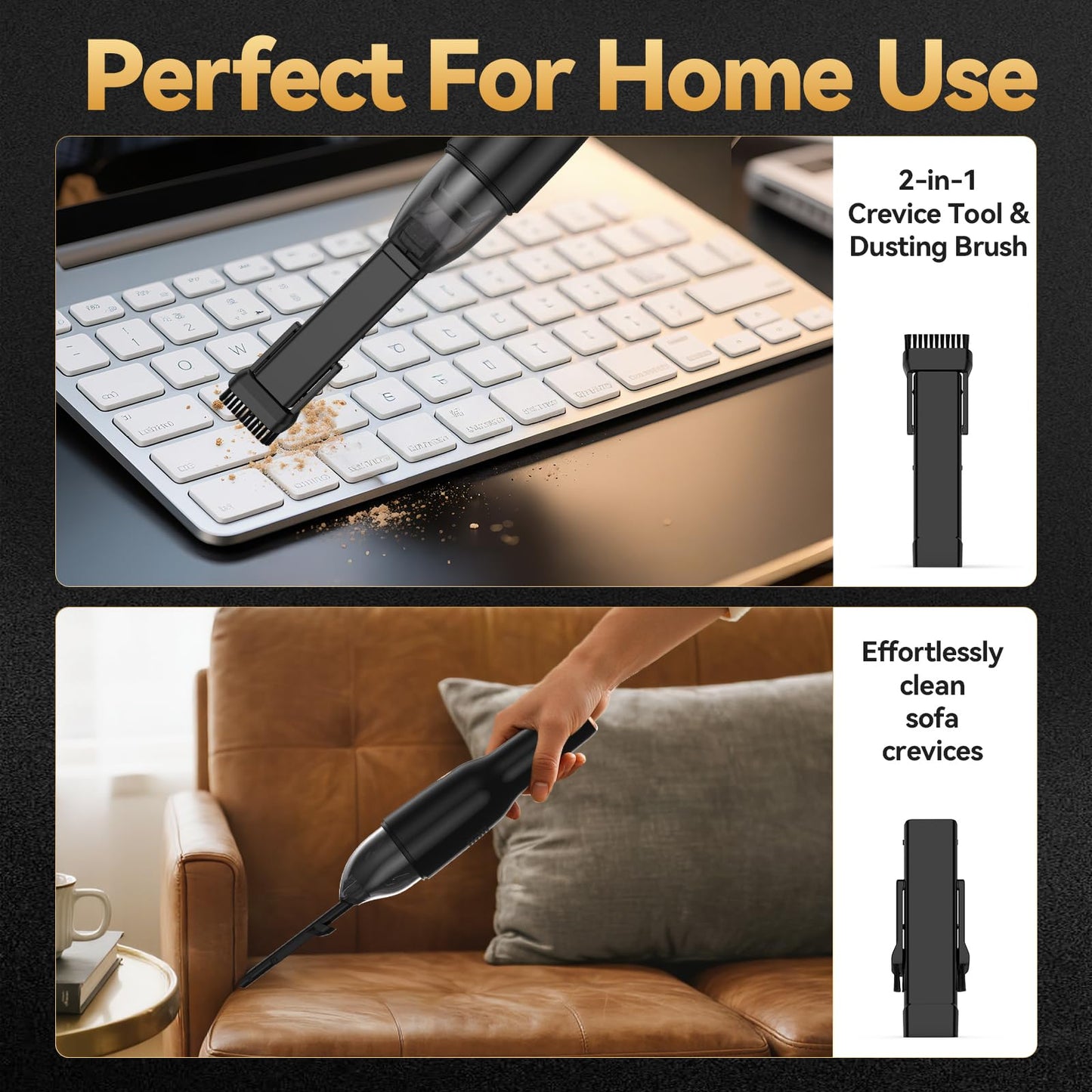 Blozor Handleld Vacuum Cordless -Car Vacuum Portable Rechargeble -Hand Held Small Vacuum Cleaner Car Seats, Home, Quick Cleanup, Strong Suction, Lightweight, Includes Crevice Nozzle & Brush -H3