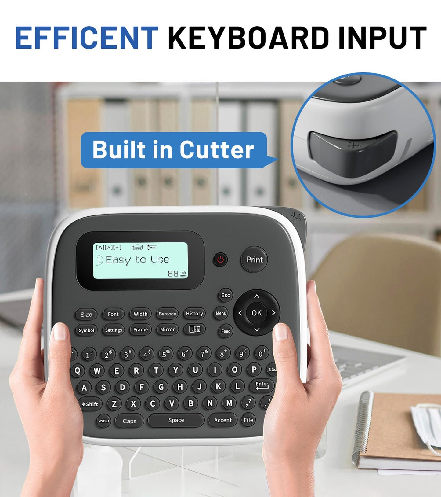 Label Maker Machine with Tape, Label Maker Waterproof Labels, Keyboard Labeler Machine Portable, D210S Desktop Labelmaker Multiple Symbols for Home Small Business Kids Teachers School Supplies
