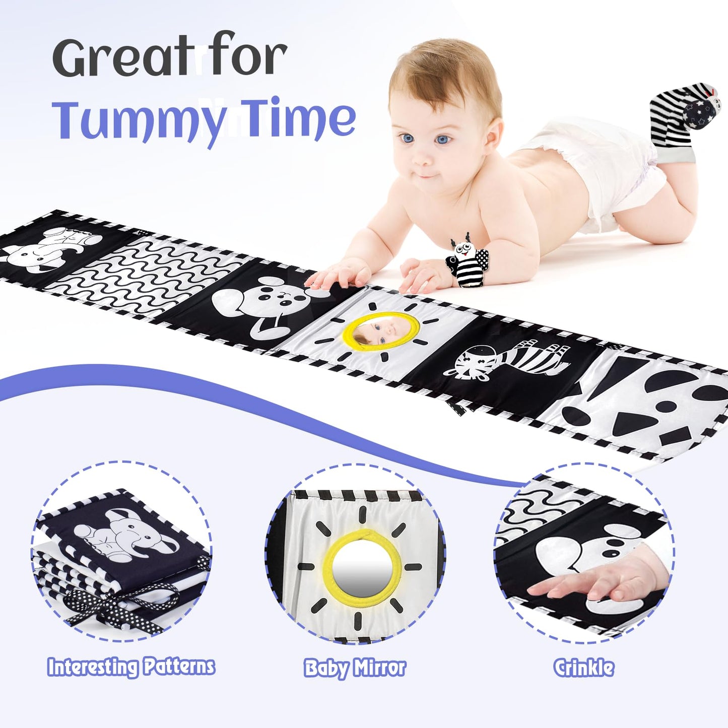 Black and White Sensory Toys for Babies,Montessori Toys for Babies,High Contrast Baby Toys for Toddlers Kids Early Learning Newborn Brain Development Toys Baby Gifts