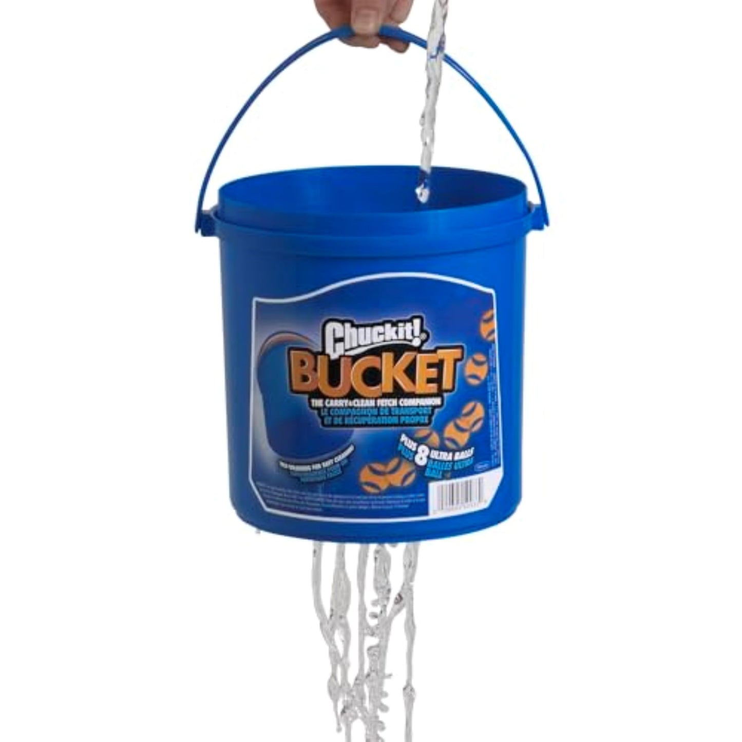 Chuckit! Ultra Ball Fetch Toy for Dogs, Medium Size 8 Pack with Cleaning Bucket