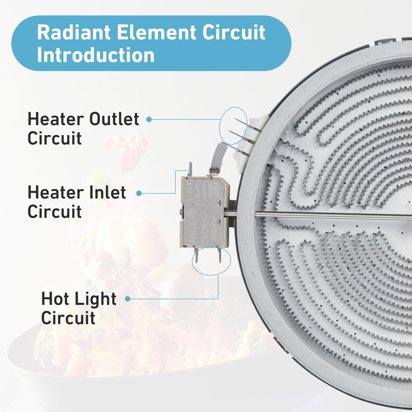 WB30T10133 Radiant Element 9in Dual Radiant Surface Element Compatibles with GE Electric Range Stove Over, 9in 6in Haliant Element Replace PS2321567, AP4345739, 1474218