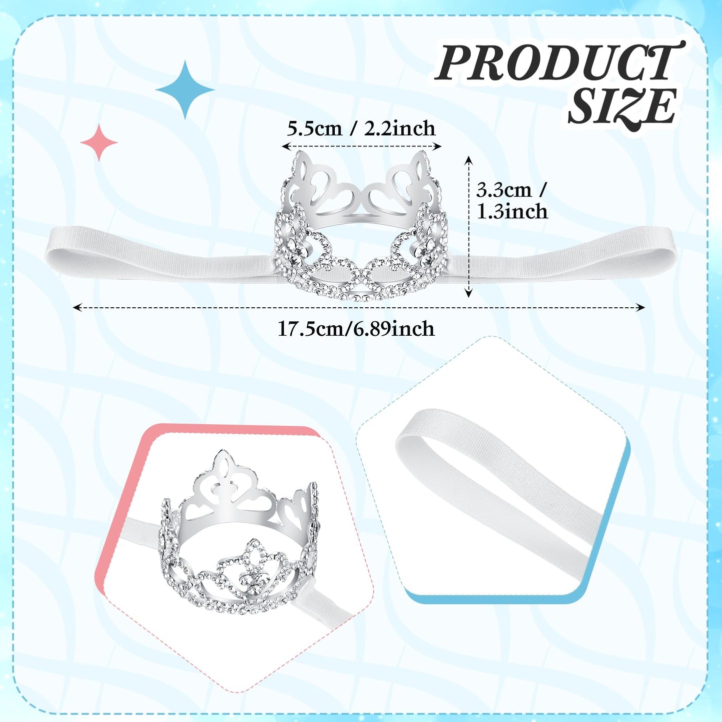 Hillban 2 Pcs Dog Crown Headband Dog Tutu Dress Set Crystal Rhinestone Tiara Crown Tutu Skirt Pet Dress Costume for Puppy Birthday Party Wedding Photo Prop Costume(Blue,X Large)