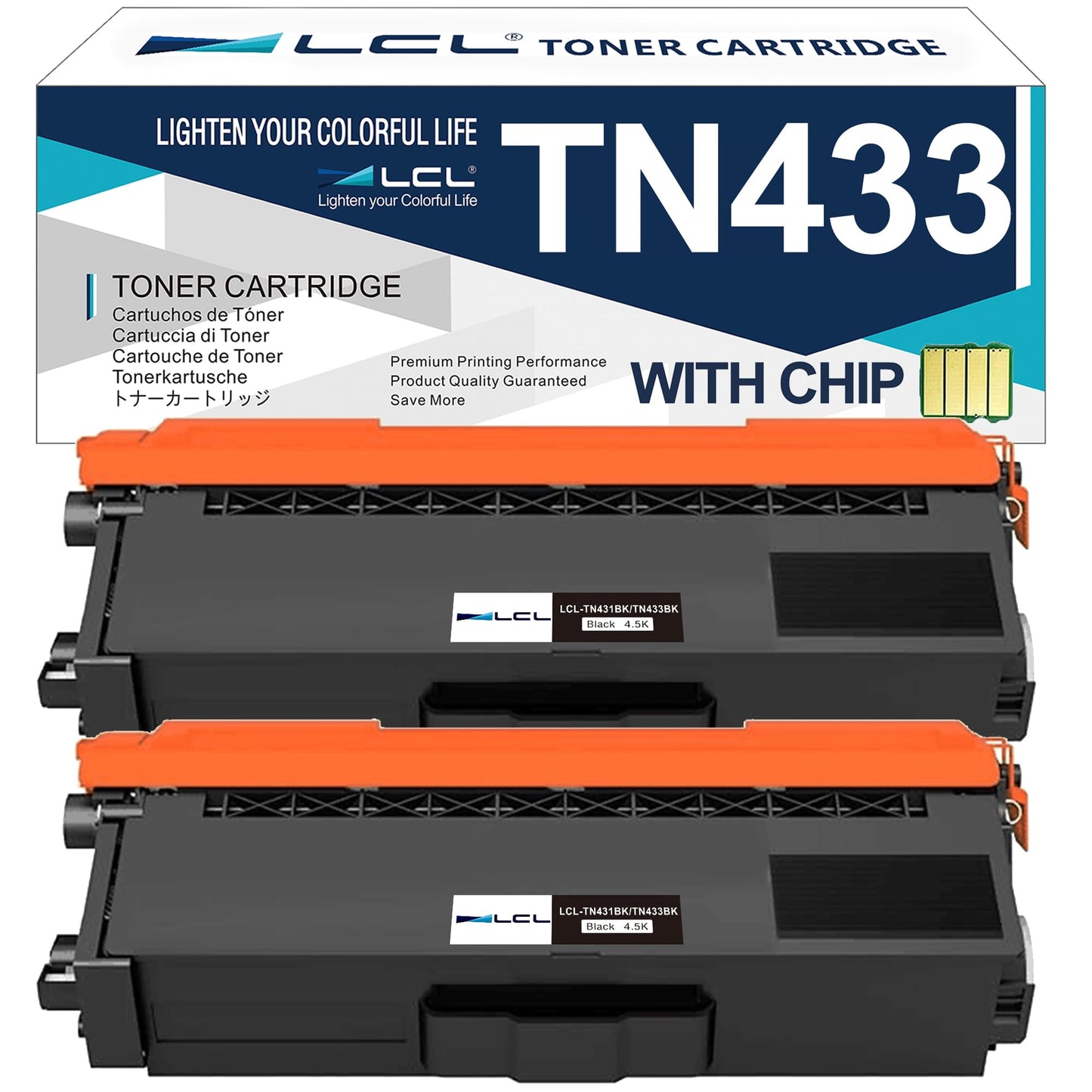 LCL Compatible Toner Cartridge Replacement for Brother TN-431 TN-433 TN431 TN433 TN433BK TN-433BK 4500Pages(2-PK Black)for DCP-L8410CDW MFC-L8690CDW MFC-L8610CDW MFC-L8900CDW HL-L8360CDWT MFC-L9570CDW
