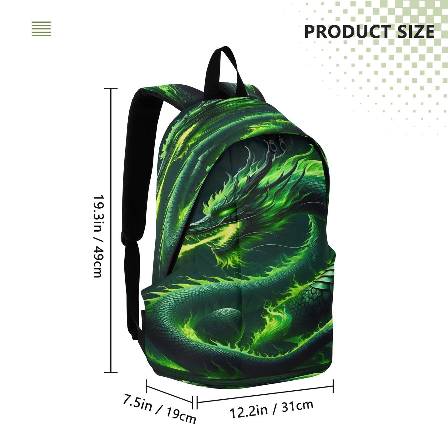 Green Fire Dragon Travel Backpack for Women Men Laptop Backpack College Bookbag Large Capacity Computer Backpacks for Work Travel, Green Fire Dragon, One Size