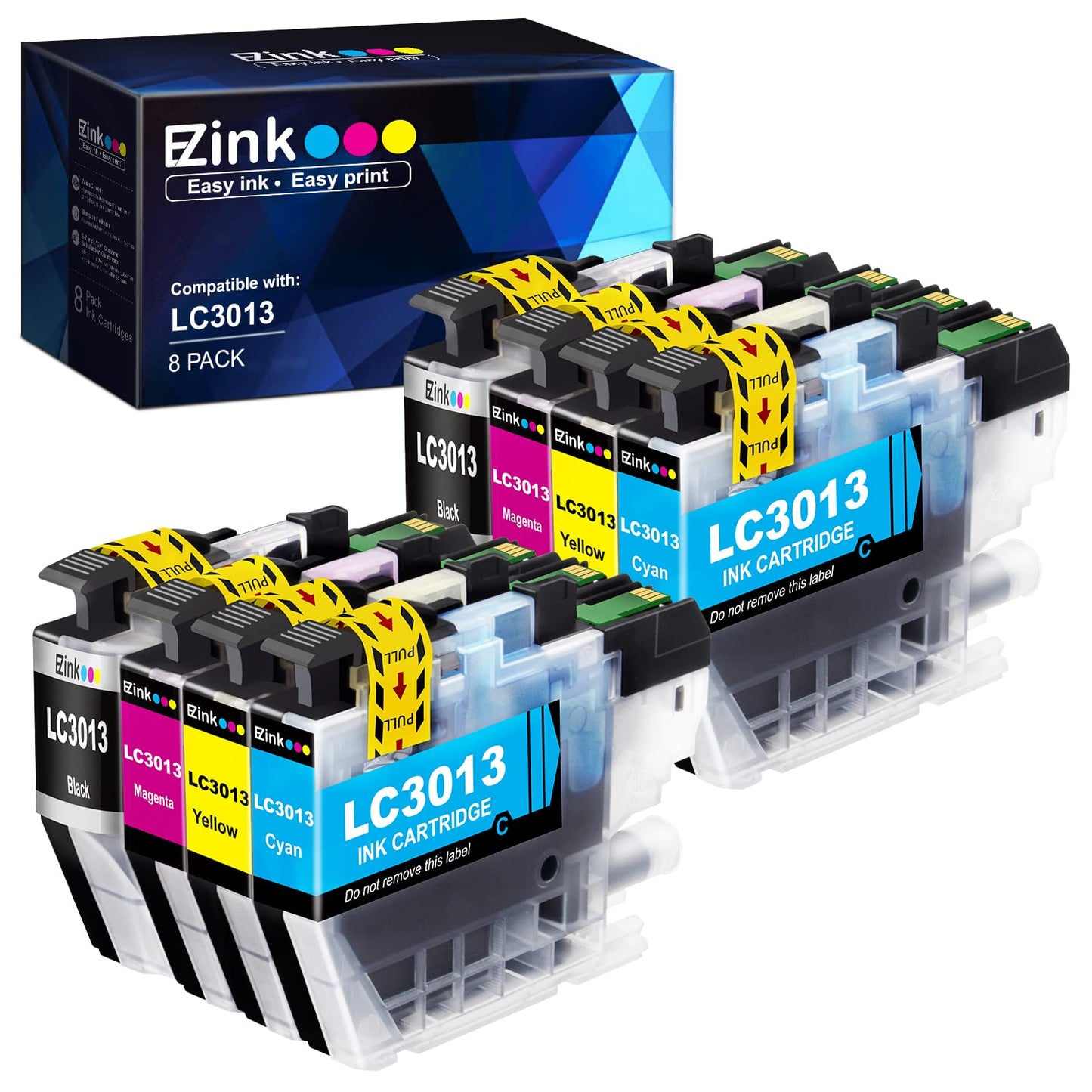 E-Z Ink (TM) Compatible Ink Cartridge Replacement for Brother LC3013 LC3011 LC-3013 High Yield Compatible with MFC-J491DW MFC-J497DW MFC-J895DW MFC-J690DW (2 Black,2 Cyan, 2 Magenta, 2 Yellow) 8 Pack