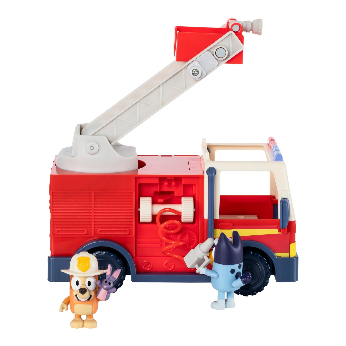 Bluey Firetruck | Firetruck with Bluey, Exclusive Firefighter Bingo and Bob Bilby Figures | Raise The Ladder, Spin It Around and Roll Out The Hose | Includes Sticker Sheet