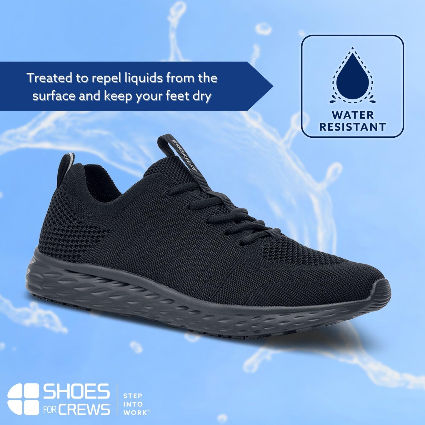 Shoes for Crews Everlight, Men's, Breathable, Lightweight, Lace-Up, Slip Resistant, Water Resistant Work Shoes, Black, 11.5 Wide