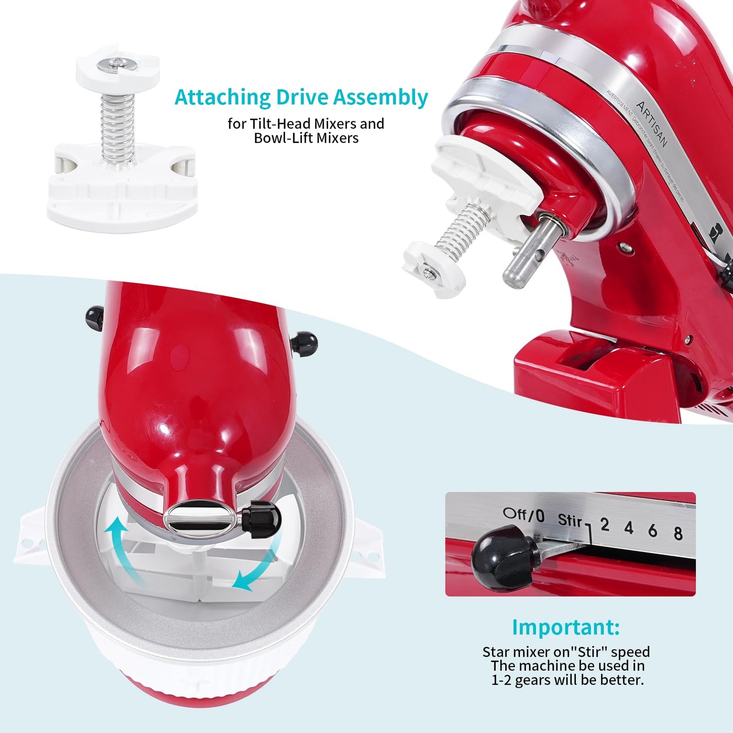 Ice Cream Attachment for Kitchenaid Stand Mixer, Ice Cream Bowl Compatible with Kitchenaid 4.5-5Qt Stand Mixer and 5-6-7Qt Bowl-Lift (with lid)