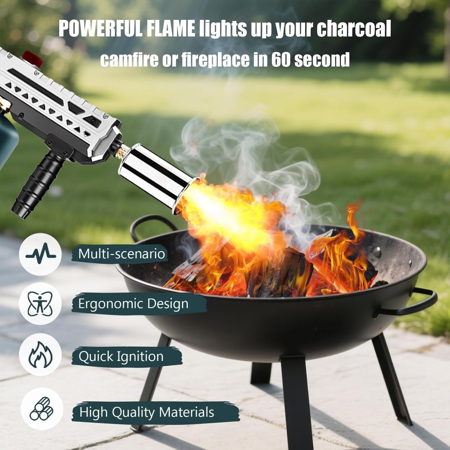 ARTFLAMM Propane Torch Gun, Powerful Grill & Cooking Blow Torch, Propane Torch Head with Igniter, Adjustable Flamethrower for BBQ, Campfire, Gas Welding Equipment(Tank Not Included)