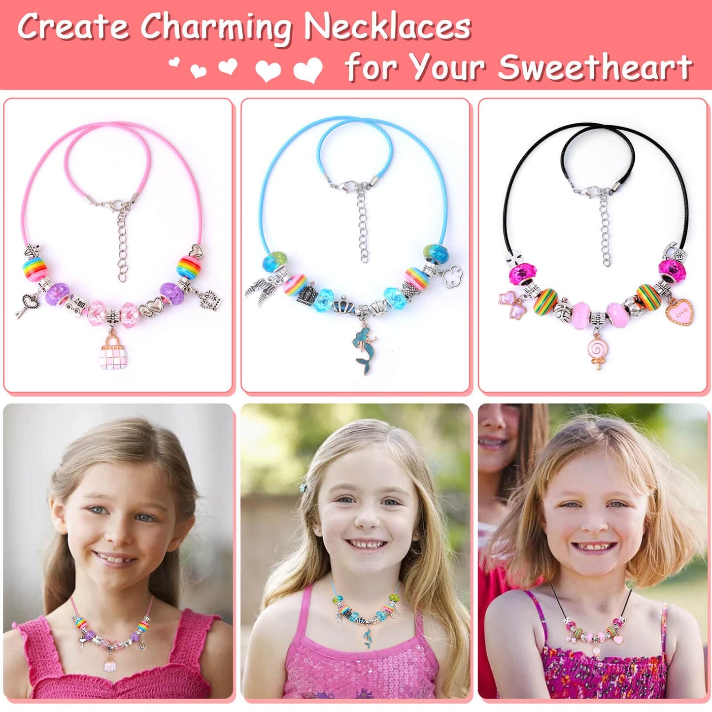 180 Pcs Charm Bracelet Making Kit for Girls, Mckanti Unicorn Mermaid Crafts Gifts Set Charm Bracelets Kit DIY Jewelry Making Supplies with Beads, Pendant, Bracelets, Necklace Cords for Teens Girls