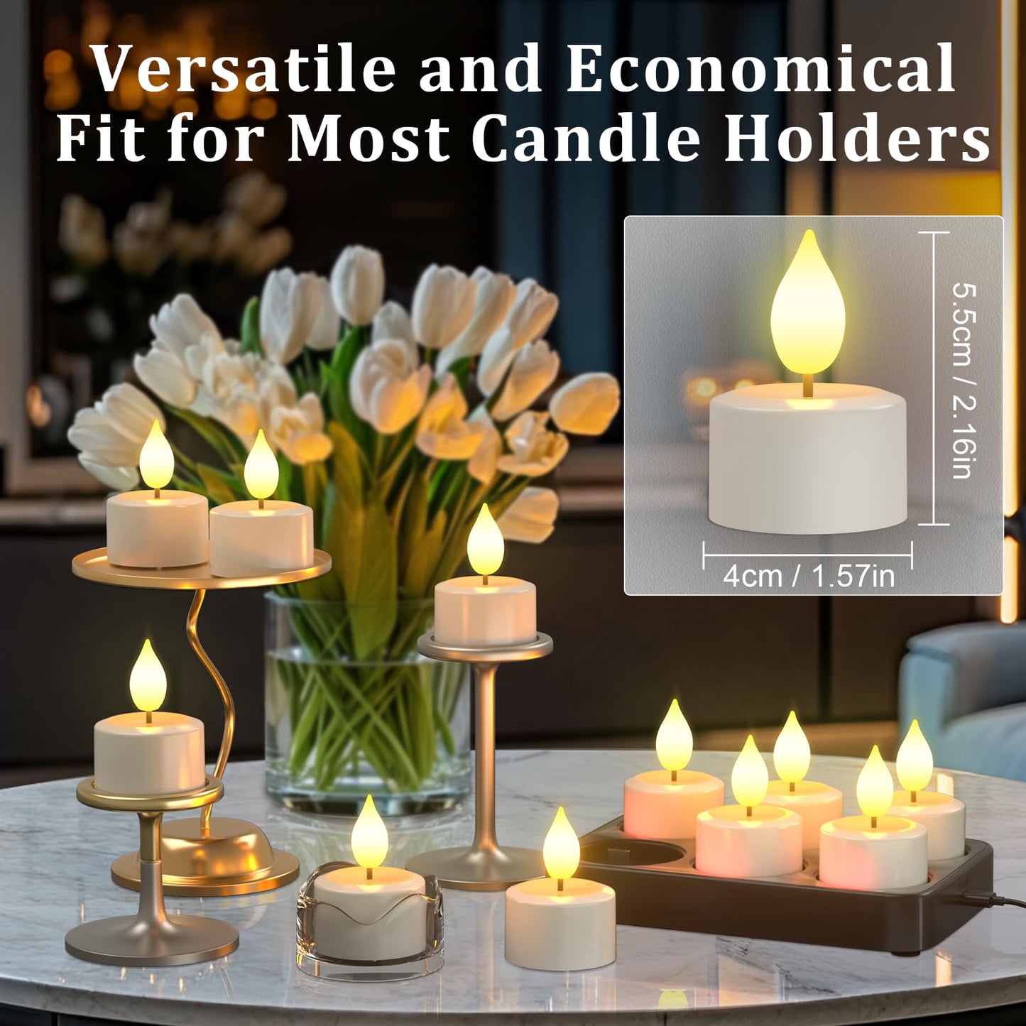 PChero 6PCS Rechargeable Flameless Candles Flickering with Remote Timer & USB Charging Base, 3D Wick Led Tea Lights Candles Battery Operated for Birthday Weddings Halloween Christmas Home Indoor Decor