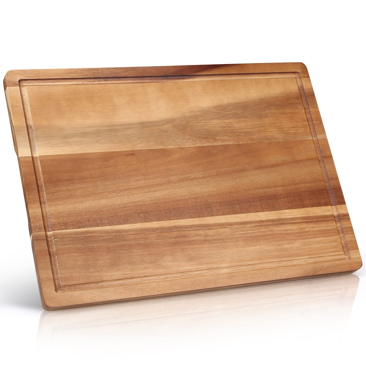 17" Solid Acacia Wood Cutting Boards for Kitchen Meat Large Wooden Charcuterie Boards Non Toxic Bamboo Cutting Board Big Hardwood Chopping Board Butcher Block Bread Serving Cheese Board Carving Board