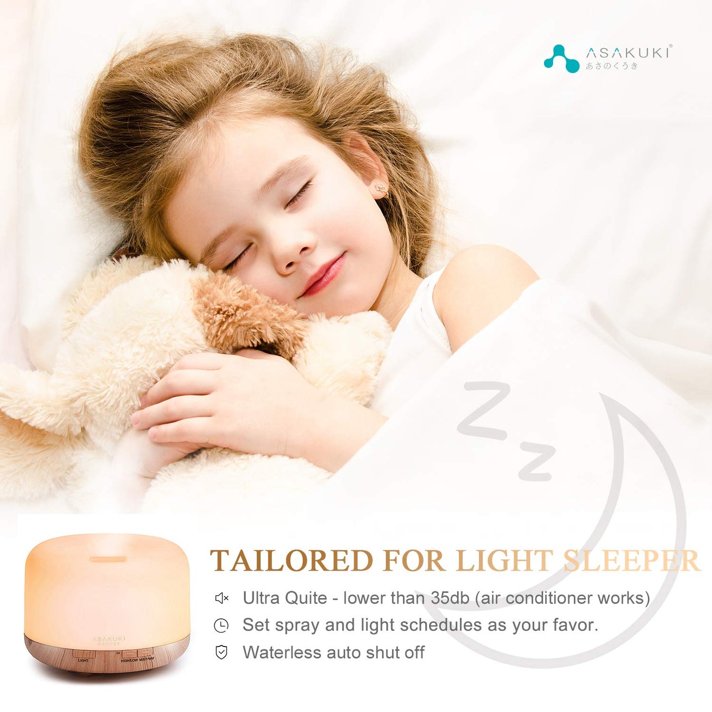 ASAKUKI Essential Oil Diffuser WiFi Smart Humidifier Compatible with Alexa, 500ml Ultrasonic Aromatherapy Diffuser for Home Office Babyroom, Adjustable Cool Mist and Waterless Auto Shut-Off