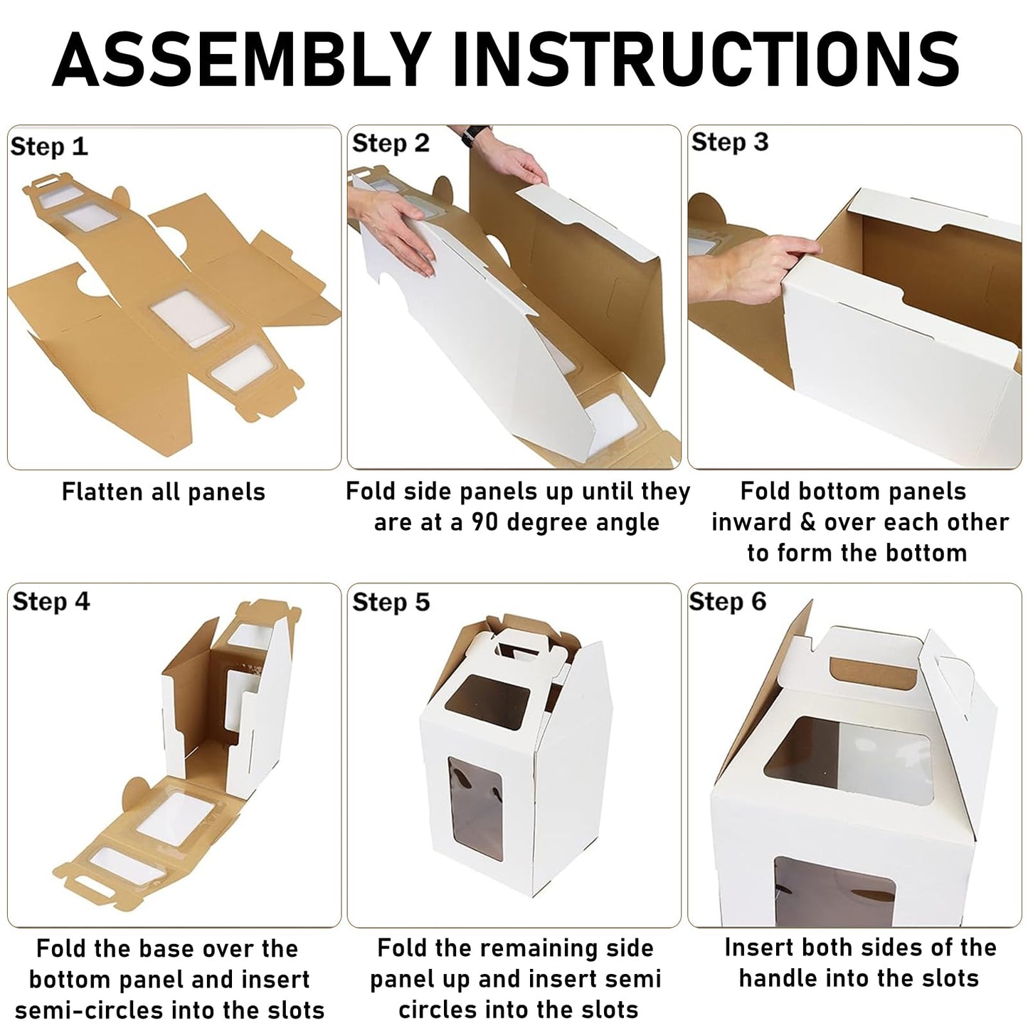 4 Pack Tall Cake Boxes with Windows, Large Tiered Cake Boxes 2 Sizes 10x10x12 & 12x12x14 Inch Tier Cake Carrier with 4 Cake Boards, Disposable Cake Containers (PACK 4)