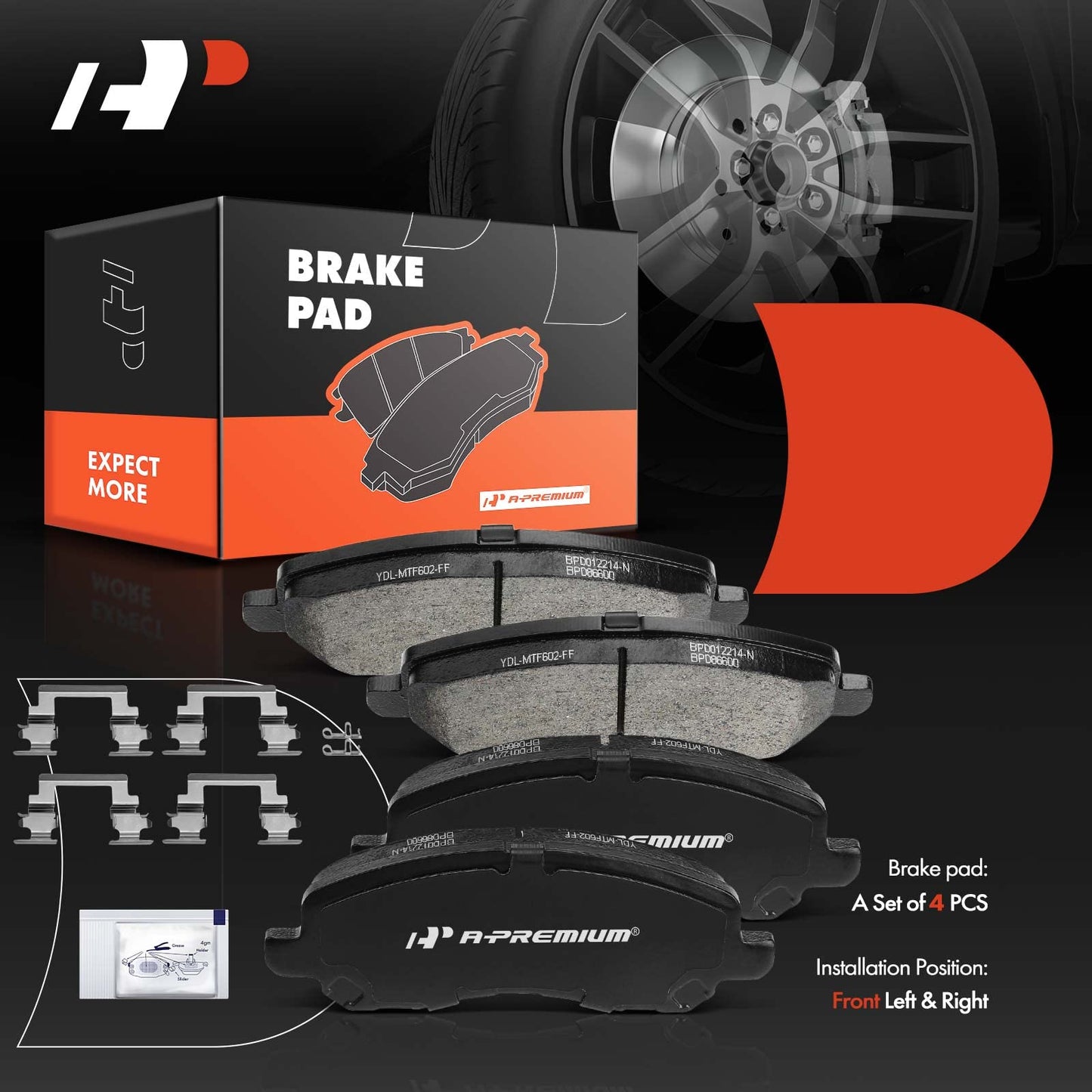 A-Premium Front Ceramic Disc Brake Pads Set Compatible with Select Chrysler, Dodge, Jeep and Mitsubishi Models - 200, Sebring, Avenger, Caliber, Stratus, Compass, Patriot, Eclipse, Galant, Lancer, RVR