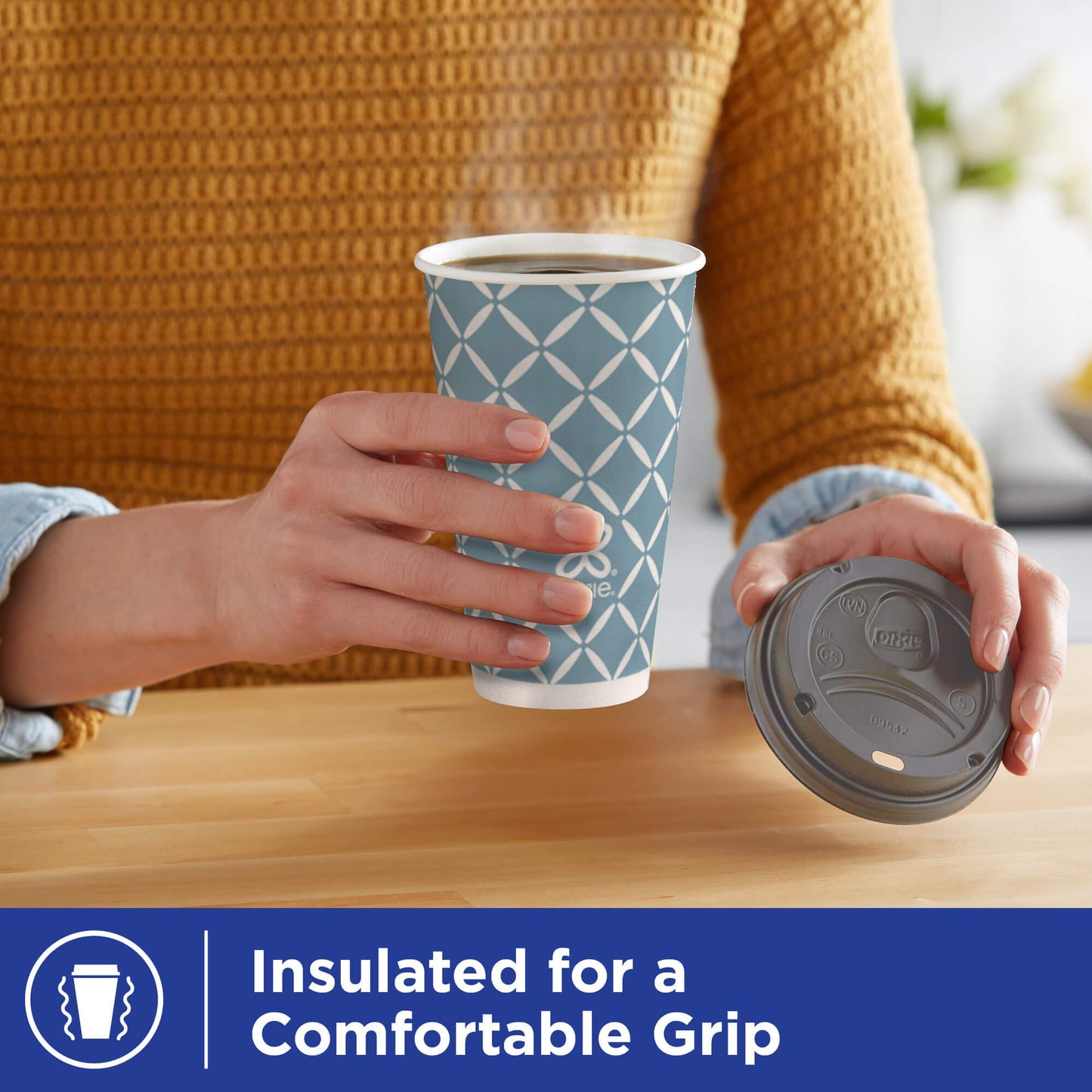 Dixie to Go Large Paper Coffee Cups with Lids, 16 Oz, 132 Count, Disposable Cups for On-The-Go Hot Beverages