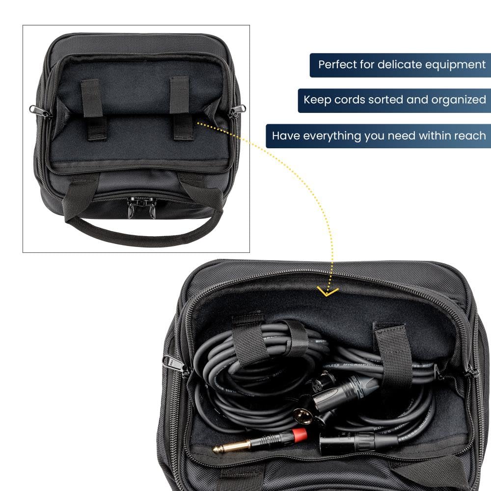 AURAY Nylon Padded Mixer Bag with Gear Protector, Removable Strap & Carry Handles - Fits Up to 10x10 inch Mixers, Weather-Resistant, Zipped Pockets - Ideal Storage Case for Travel and Audio Gear