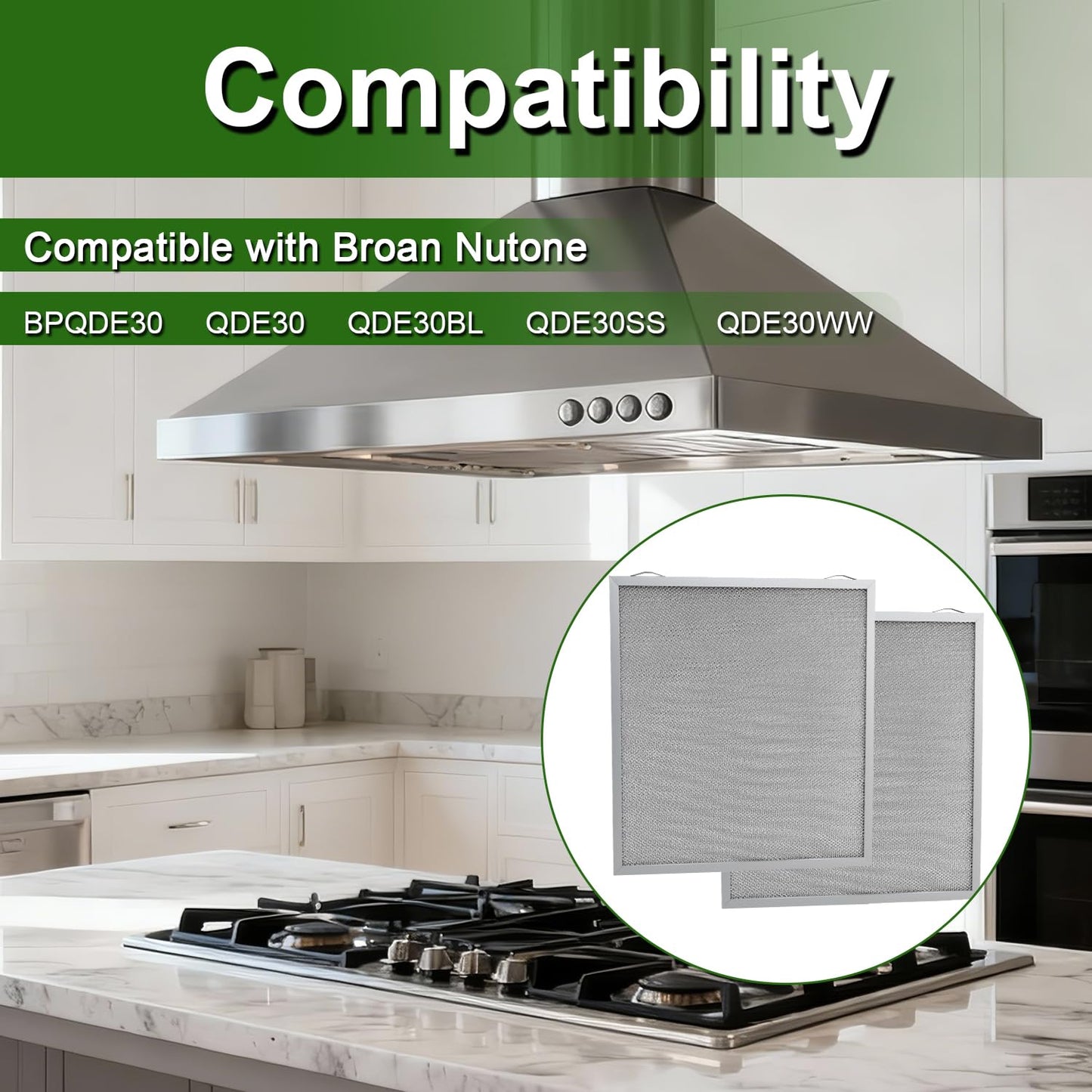 SDRZJX 2-Pack Range Hood Grease Filters 5-Layer Aluminum Mesh 14 X 13.7 X 0.4 Inchs Compatible with Broan Nutone Replace#: S97017415 97017415