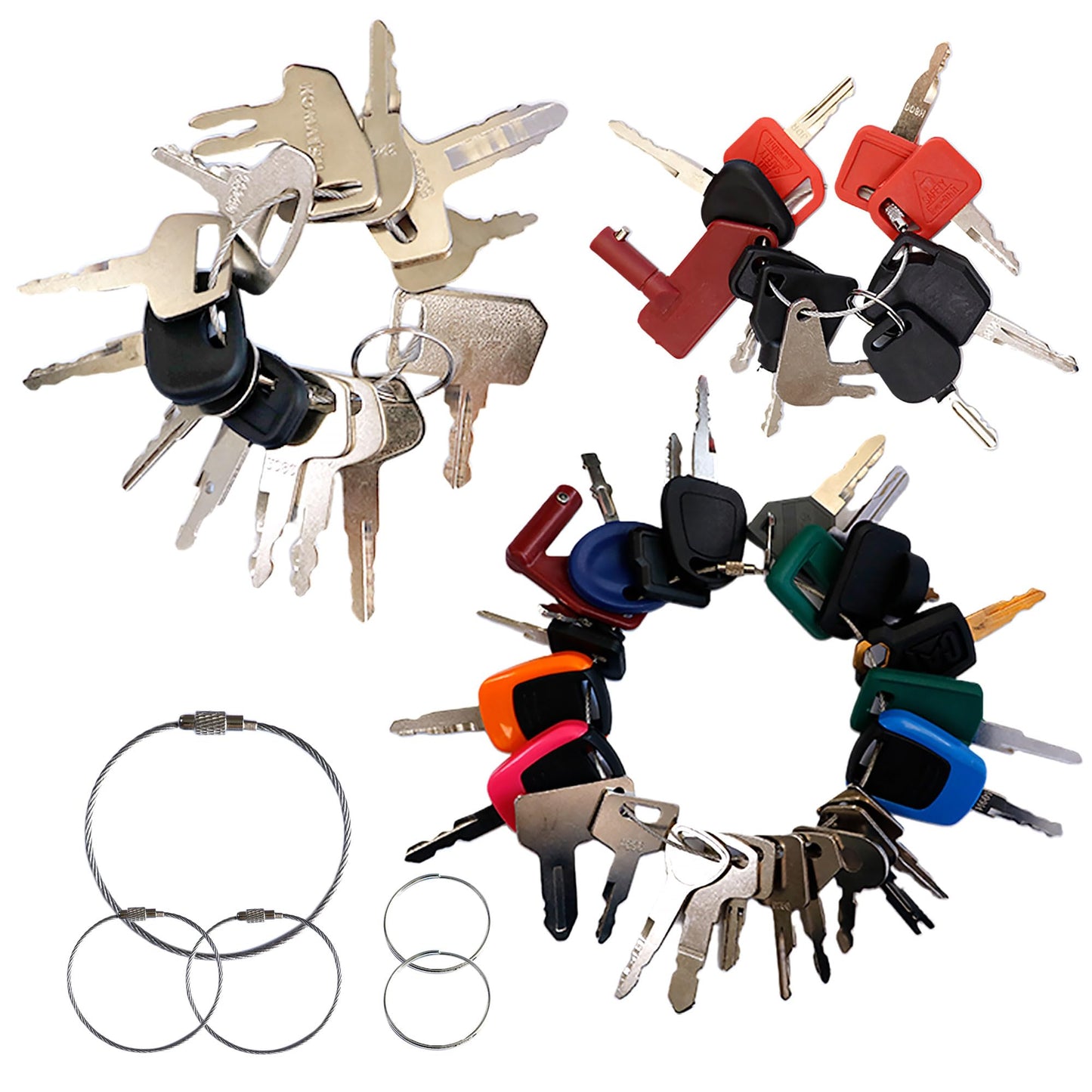 KVI 47 Heavy Equipment Keys Master Set, Fits John Deere Caterpillar CAT Key Kubota Forklift Bobcat Komatsu Takeuchi JCB Volvo etc.