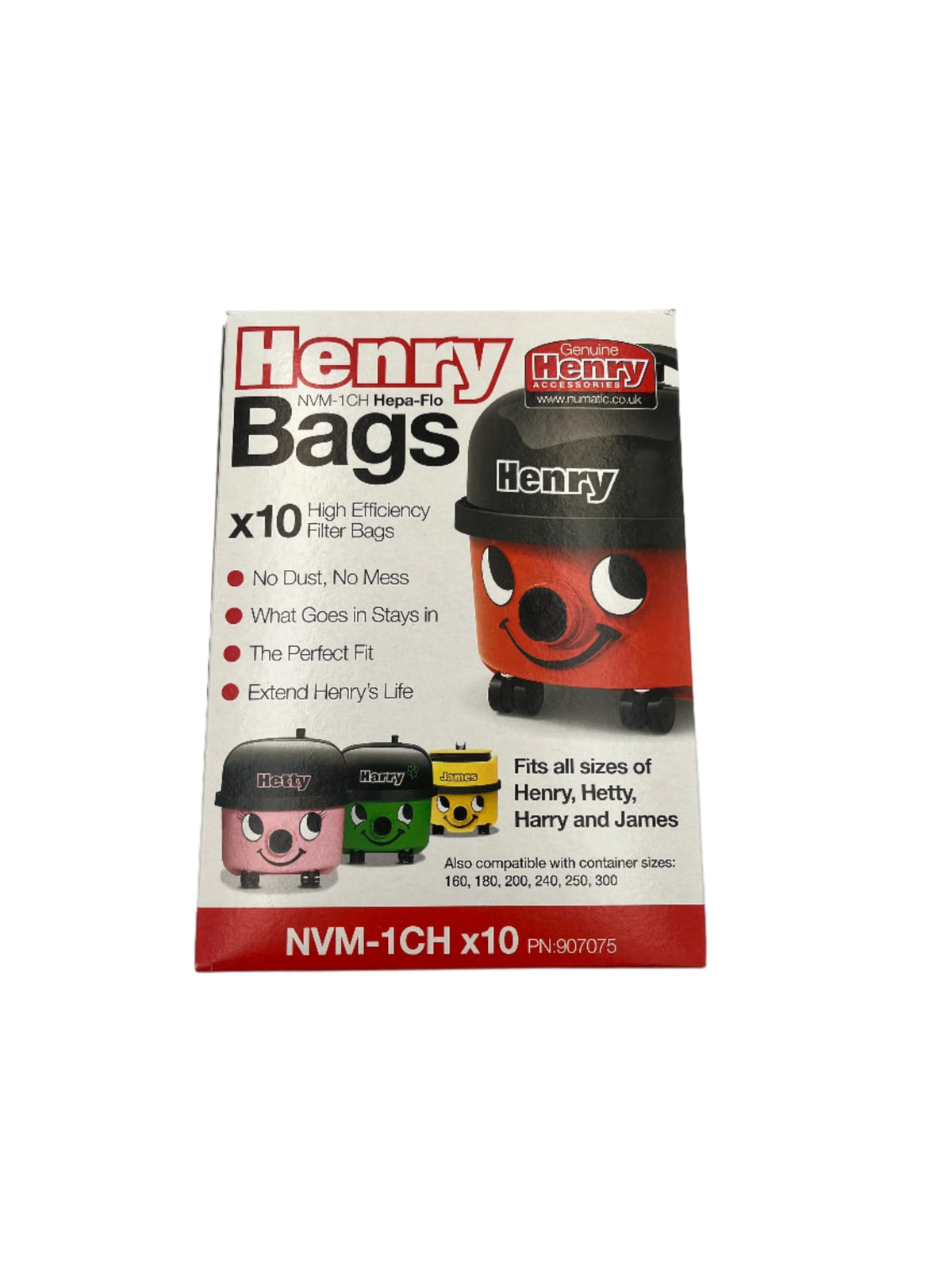 Numatic NVM-1CH Numatic Henry and James Cleaner Bags, Pack of 10