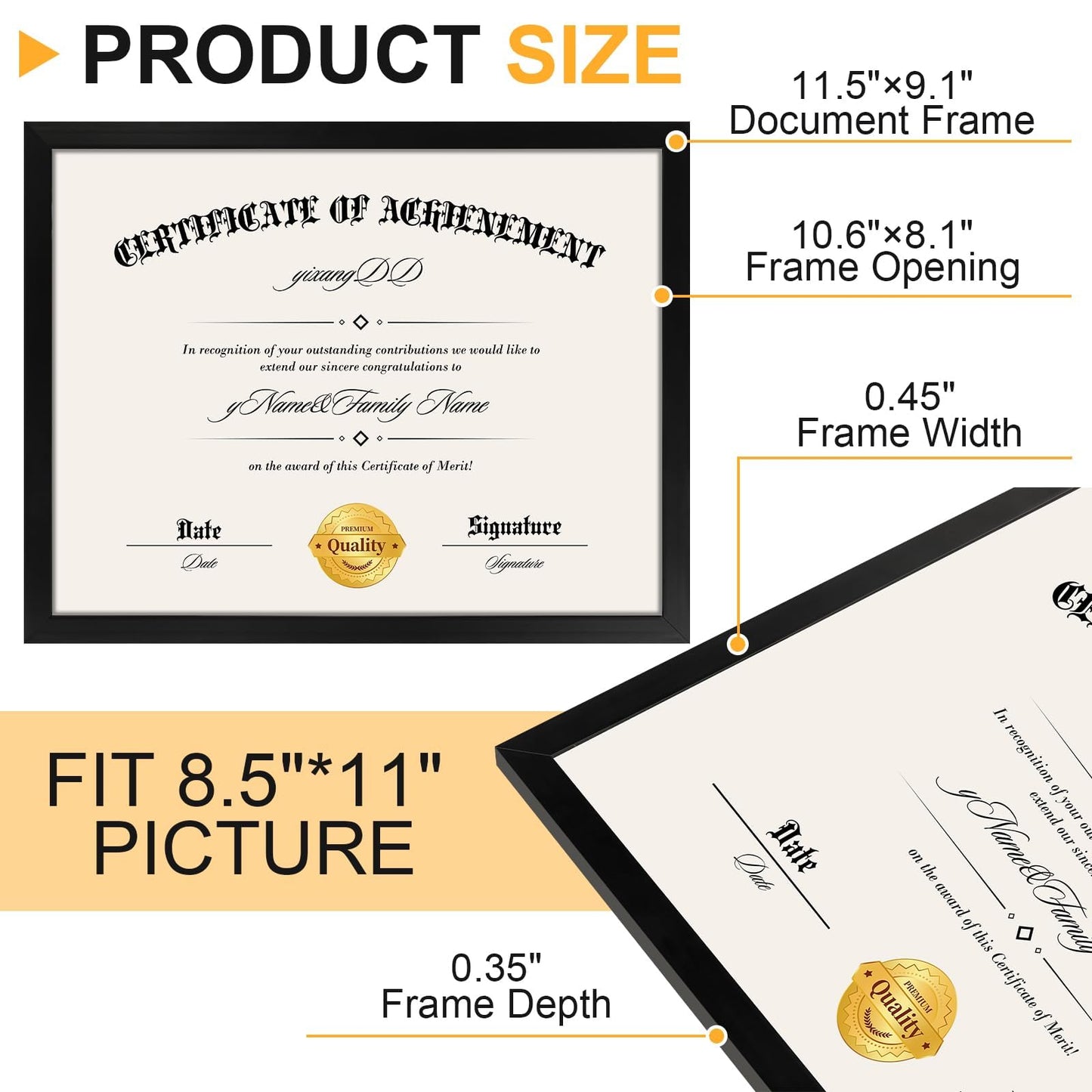 12 PACK Certificate Frames 8.5 x 11,Black Diploma Frame Document Frame with Clear Plexiglass,Picture Frames for Tabletop and Wall Display