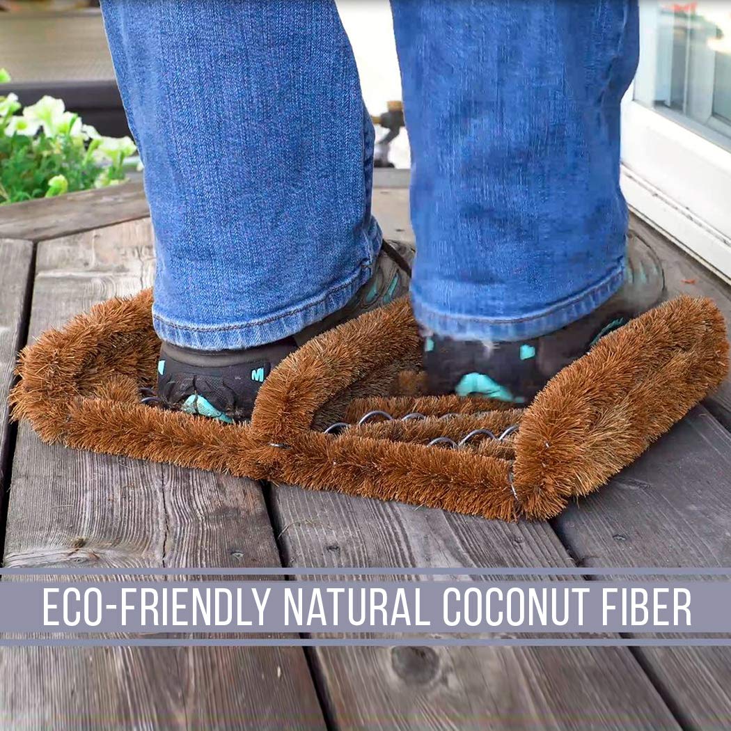 NINAMAR Natural Coir Boot Scraper Door Mat - 33 x 30 cm - 2 Pack