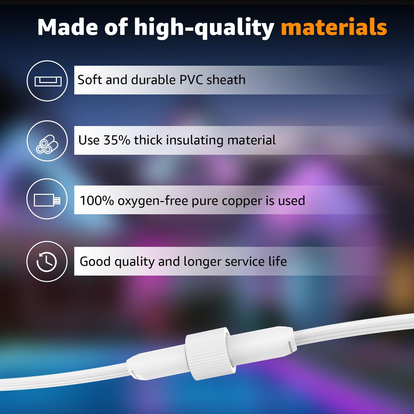 Norward Cable for Govee Permanent Outdoor Lights, IP68 Waterproof Power Cord, Compatible with Govee H705A H705B H705C and Other Outdoor Lighting Systems (16FT)