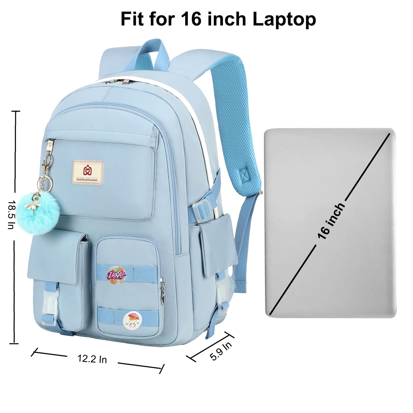 Laptop Backpacks 15.6 Inch School Bags College Backpack Anti Theft Travel Daypack Large Bookbags for Teens Girls Women (Blue)