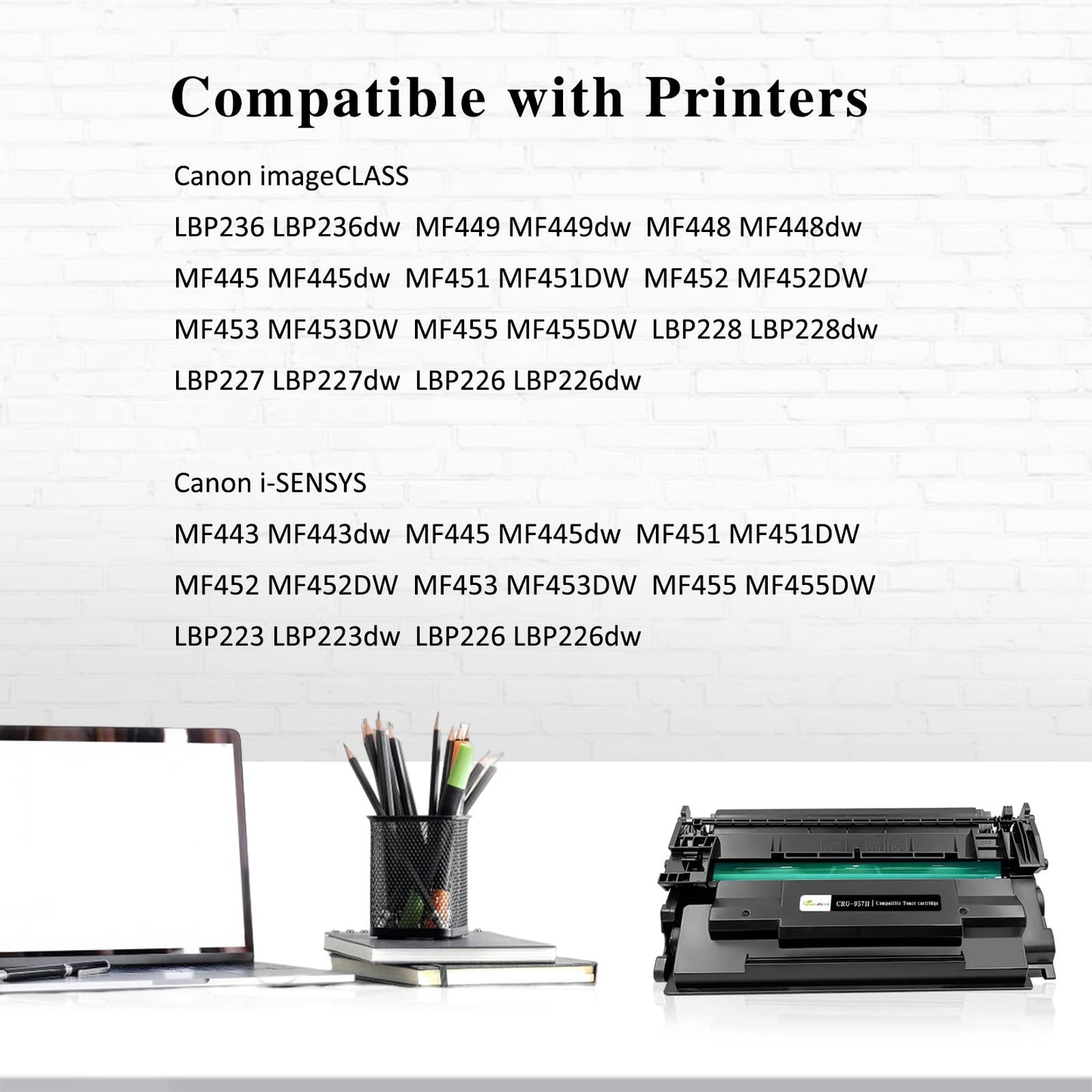 Compatible Toner Cartridges 057H ( 057 ) High Capacity 10000 Pages 2 Blacks for Canon LBP236dw MF445dw LBP226dw MF455dw MF449dw MF448dw MF443dw LBP228dw LBP227dw LBP223dw MF451dw MF452dw Printers