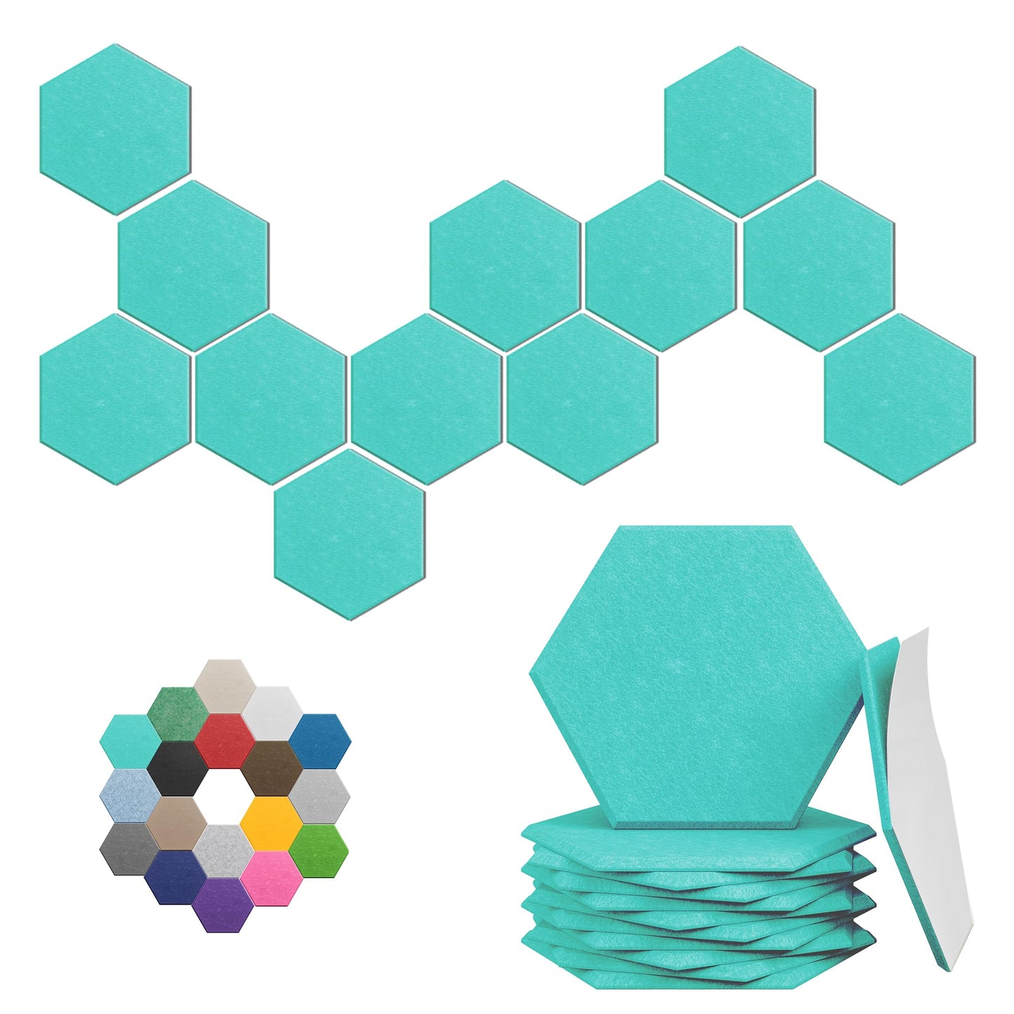 Hexagonal Acoustic Panels-12 Pack High-Density Sound Absorbing Panels 12"X10"X0.4" for Enhanced Noise Reduction, DIY Design, Idea for Studios, Offices, and Home Theaters(Viking Blue)