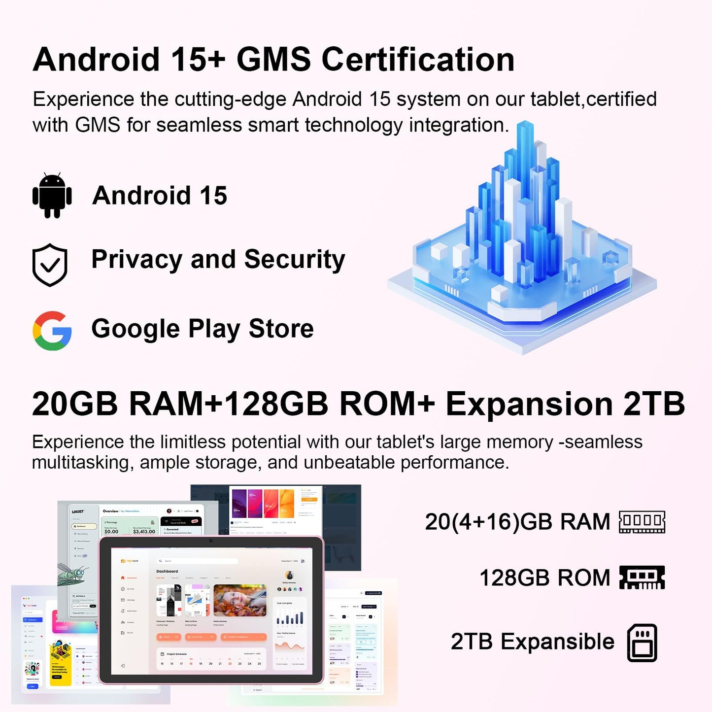 Android 15 Tablet, 10 Inch Tablet, 18GB RAM+128GB ROM/2TB Expandable Tablet PC, 2 in 1 Tablets with Keyboard, Mouse, Case, Stylus, Quad-core 2.0GHz CPU HD Screen, 5G WiFi 6 BT 5.0, 8MP Camera Tableta