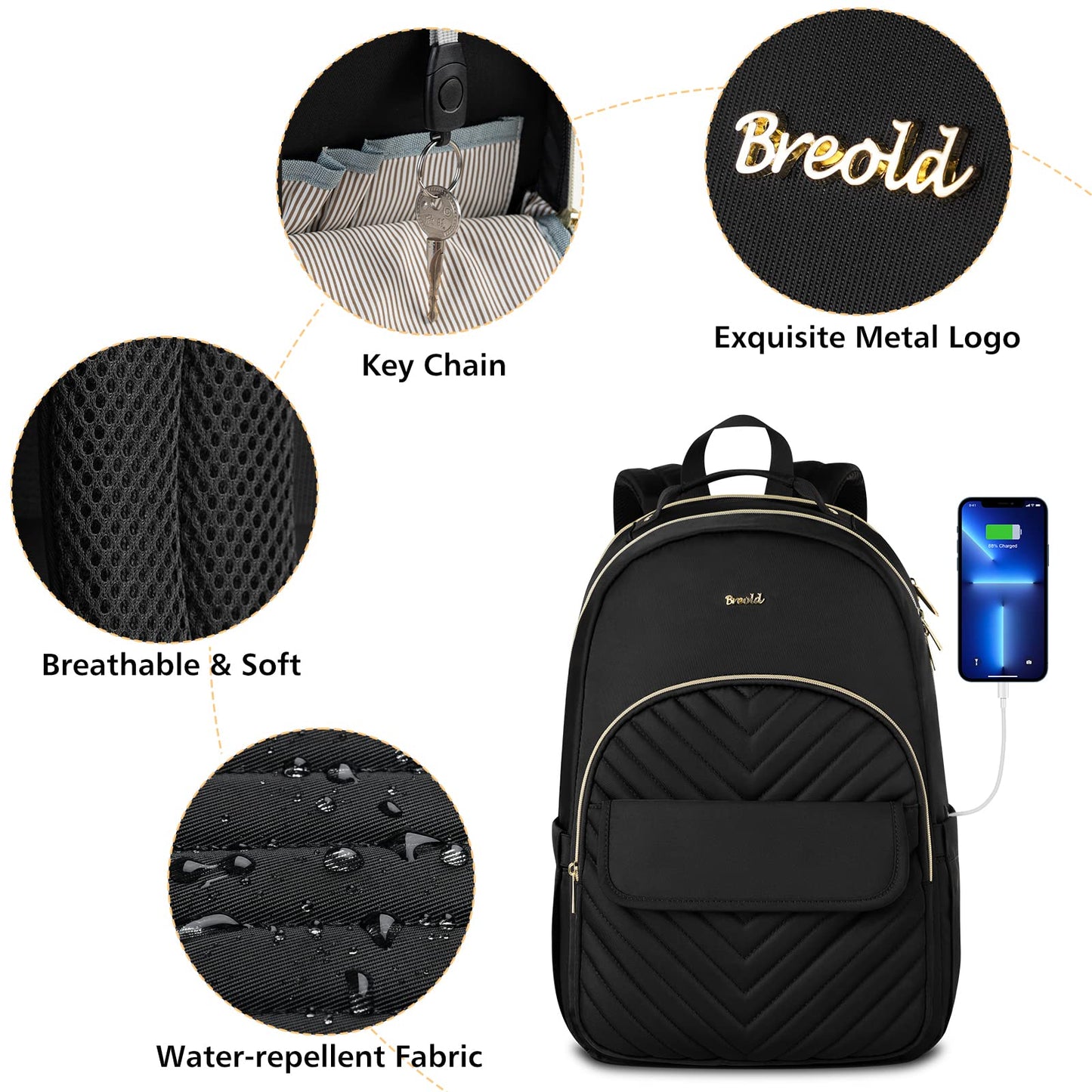 Black Backpack Women for 17.3" Laptop,School Bookbag for Teen Girls,Backpack for College Business Middle School,Mochila para Mujer Niña