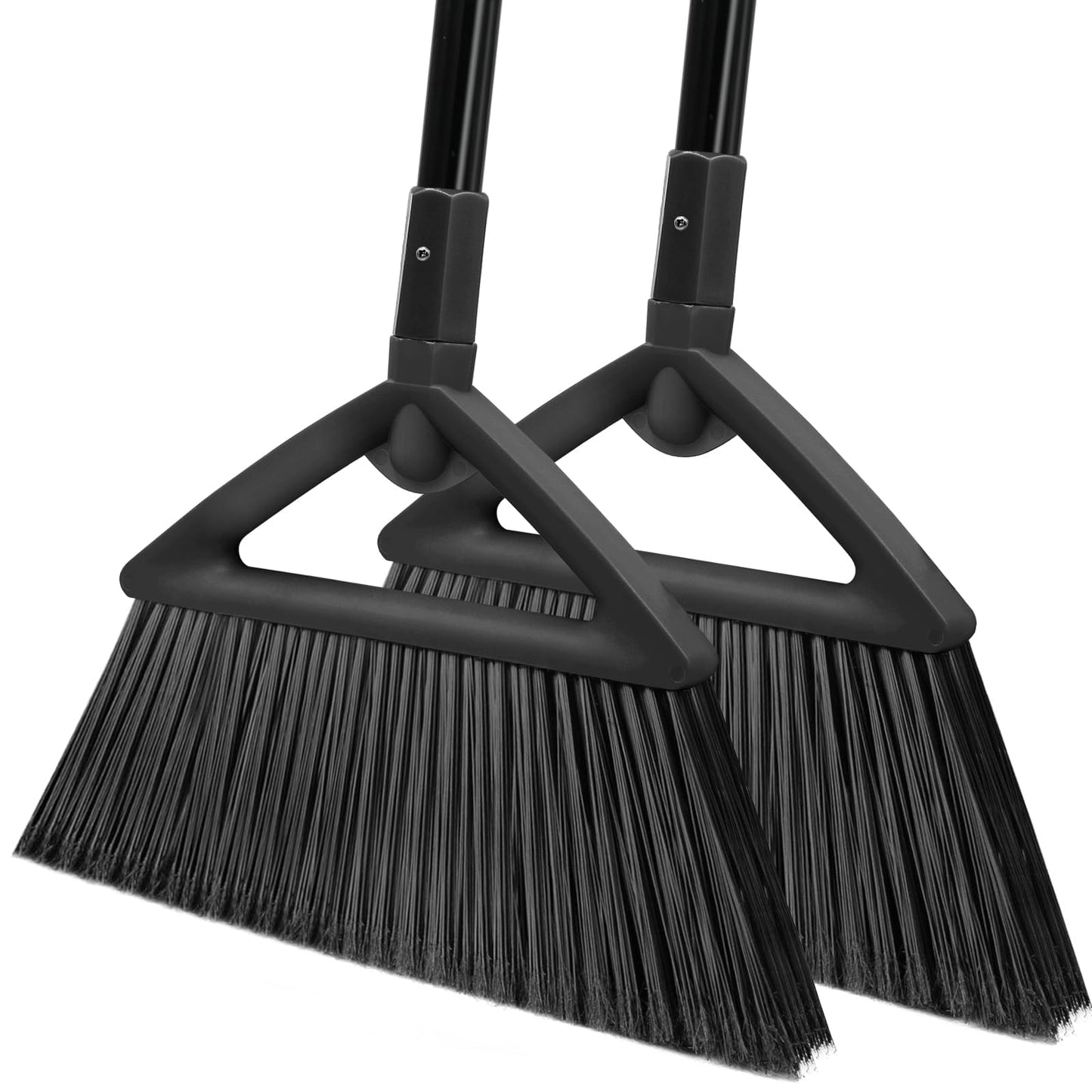 2PCS Heavy Duty Broom, Brooms for Sweeeping Indoor, Angle Broom with Long Pole, Outdoor Broom for Courtyard Garages Slidewalk, Indoor Broom for Kitchen Lobby Canteen, Black (2Black)
