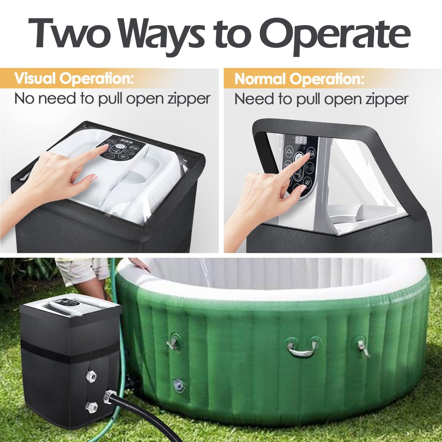 PU Leather Inflatable Spa Heater Pump Cover with Zipper Opening and Transparent PVC Top Windo Inflatable Spa Heater Pump Cover with Zipper Opening and Transparent PVC Top Window