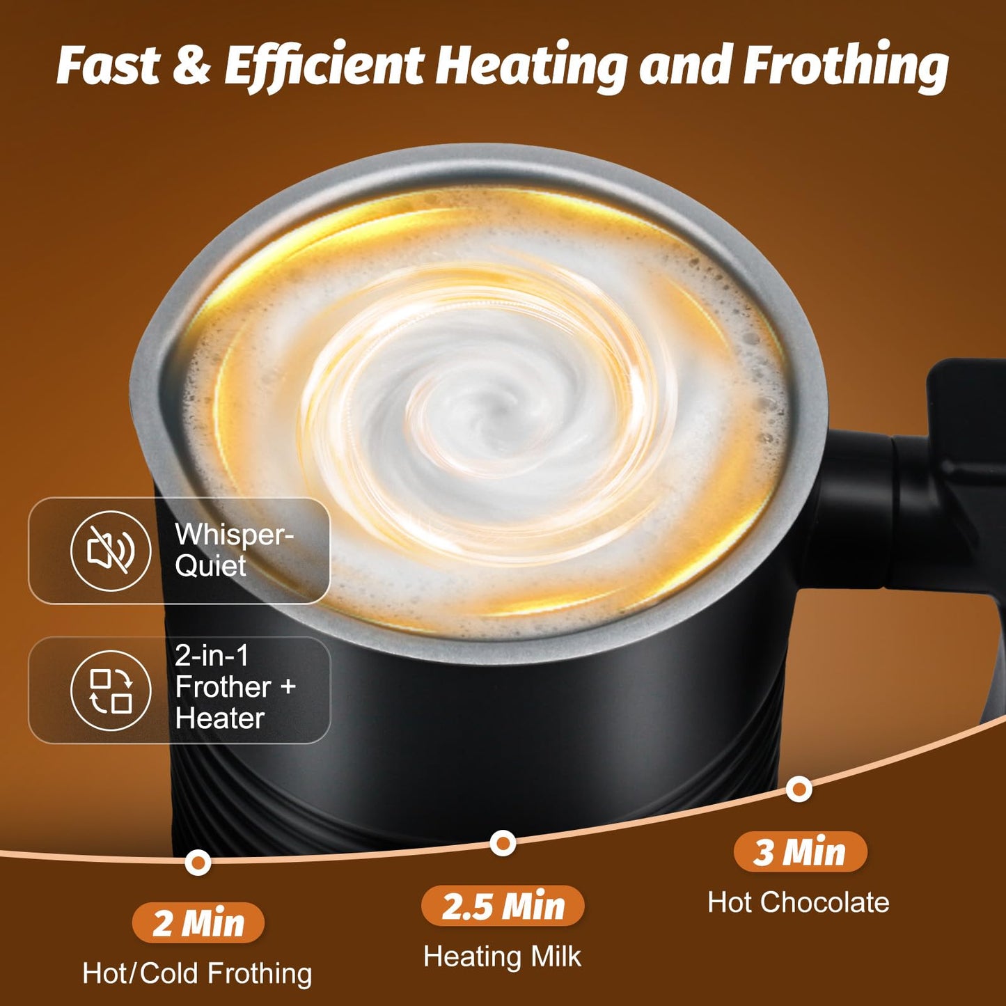 BXKEE Milk Frother and Steamer, 4-in-1 Electric Milk Frother and Warmer, Hot & Cold Foam Maker, 11.8oz Capacity, Fast Heating, Quiet Coffee Frother for Latte, Cappuccino & Hot Chocolate